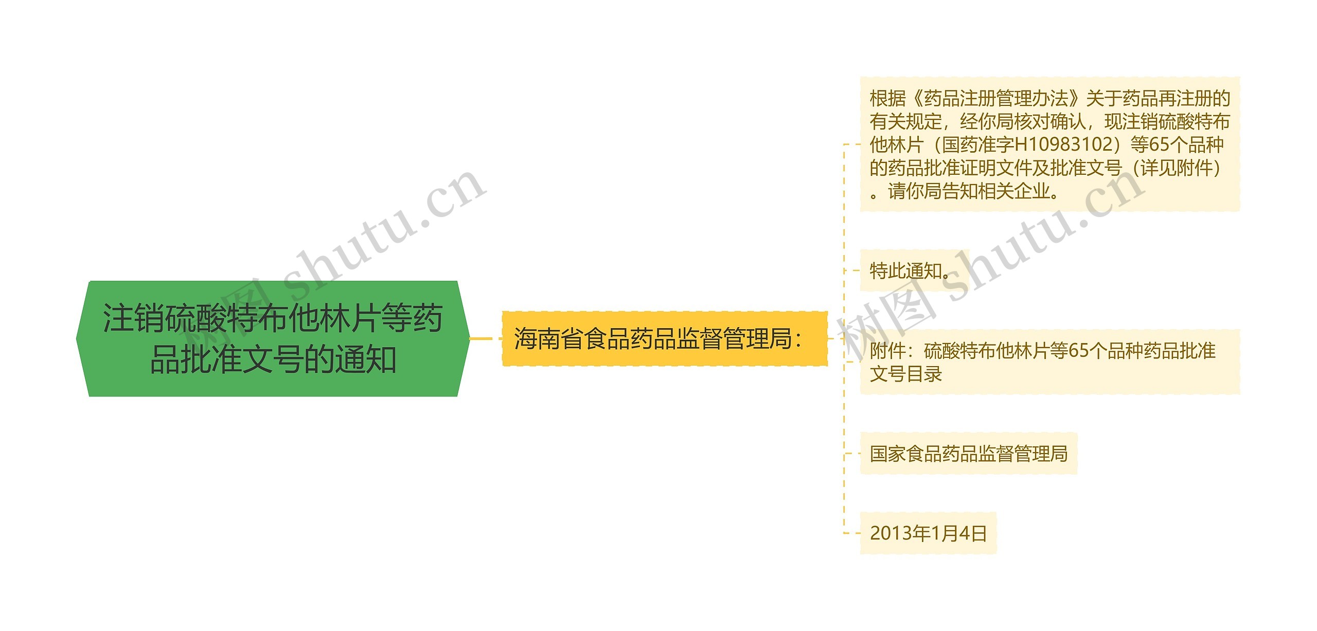 注销硫酸特布他林片等药品批准文号的通知思维导图