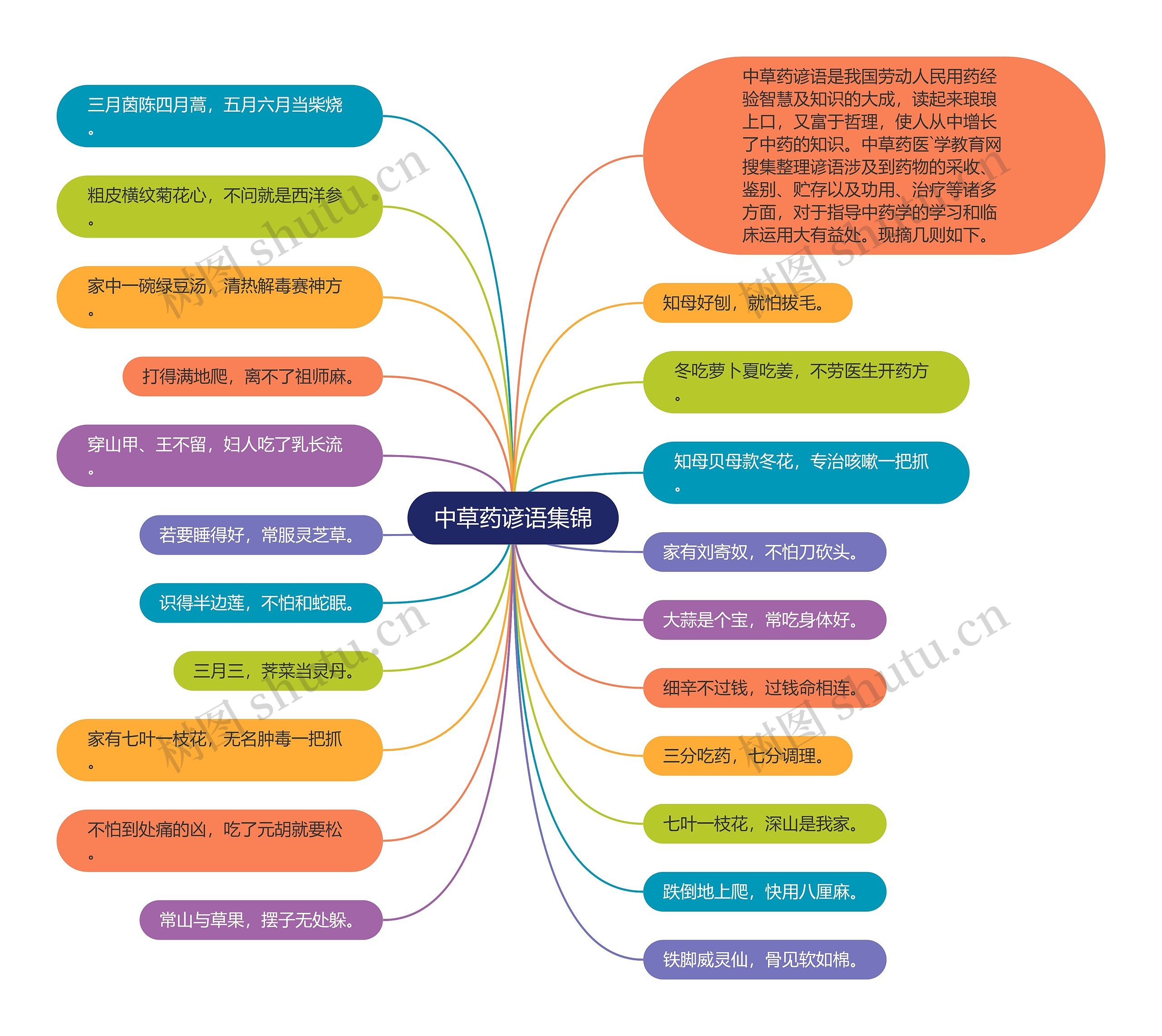 中草药谚语集锦思维导图