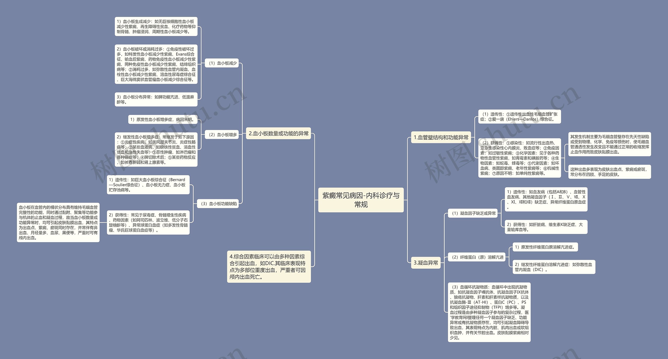 紫癜常见病因-内科诊疗与常规思维导图