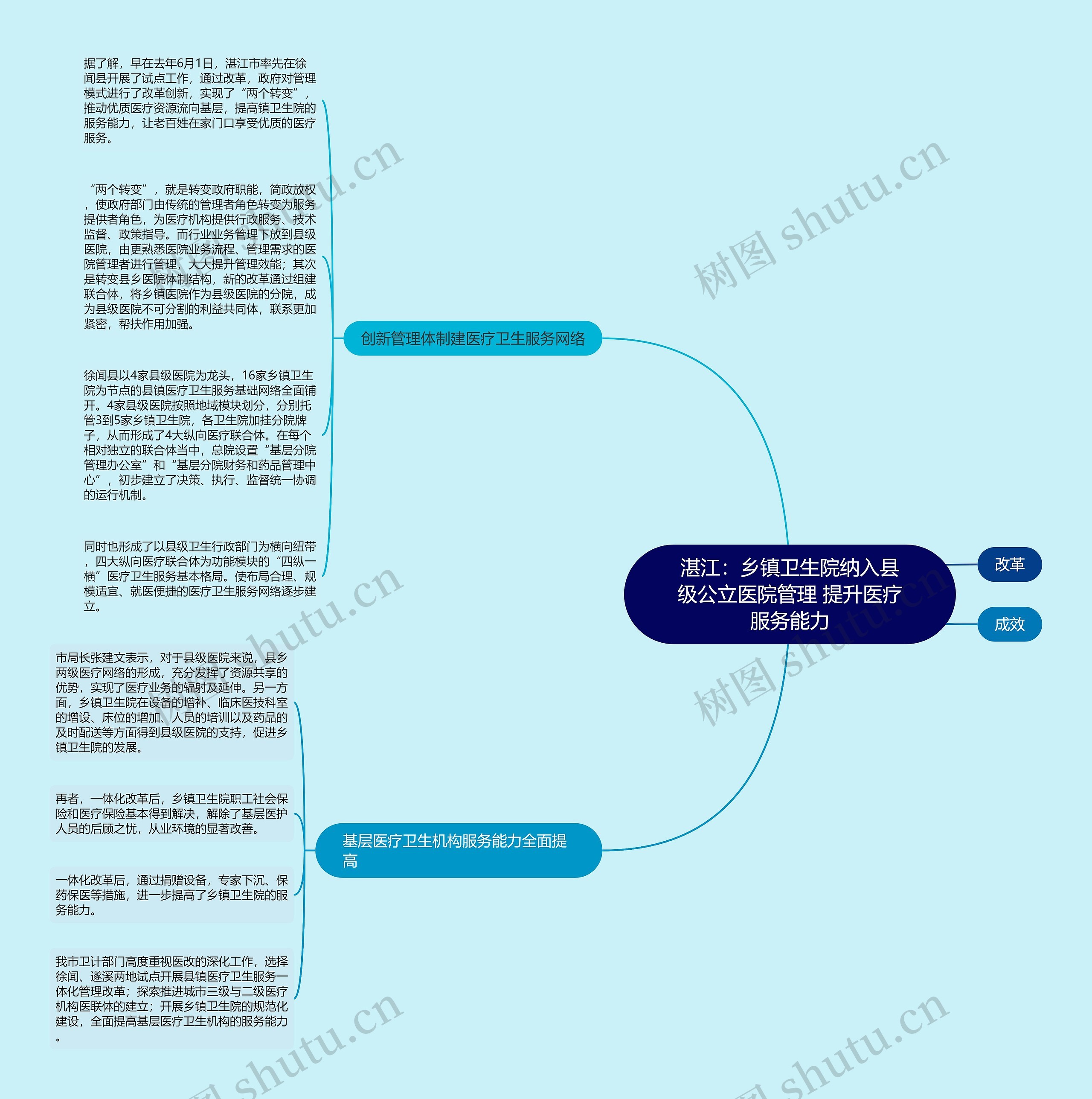 湛江：乡镇卫生院纳入县级公立医院管理 提升医疗服务能力思维导图