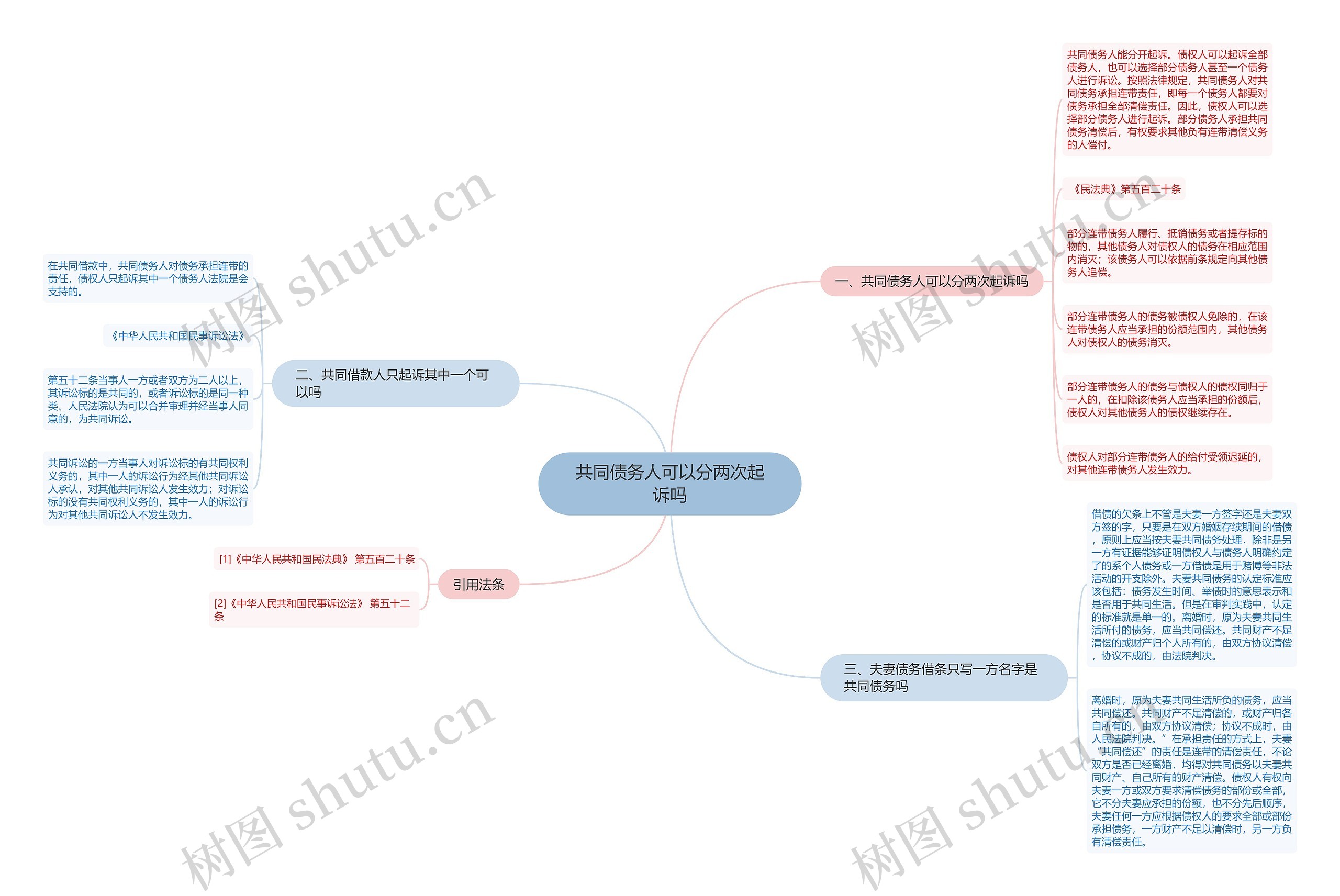 共同债务人可以分两次起诉吗思维导图