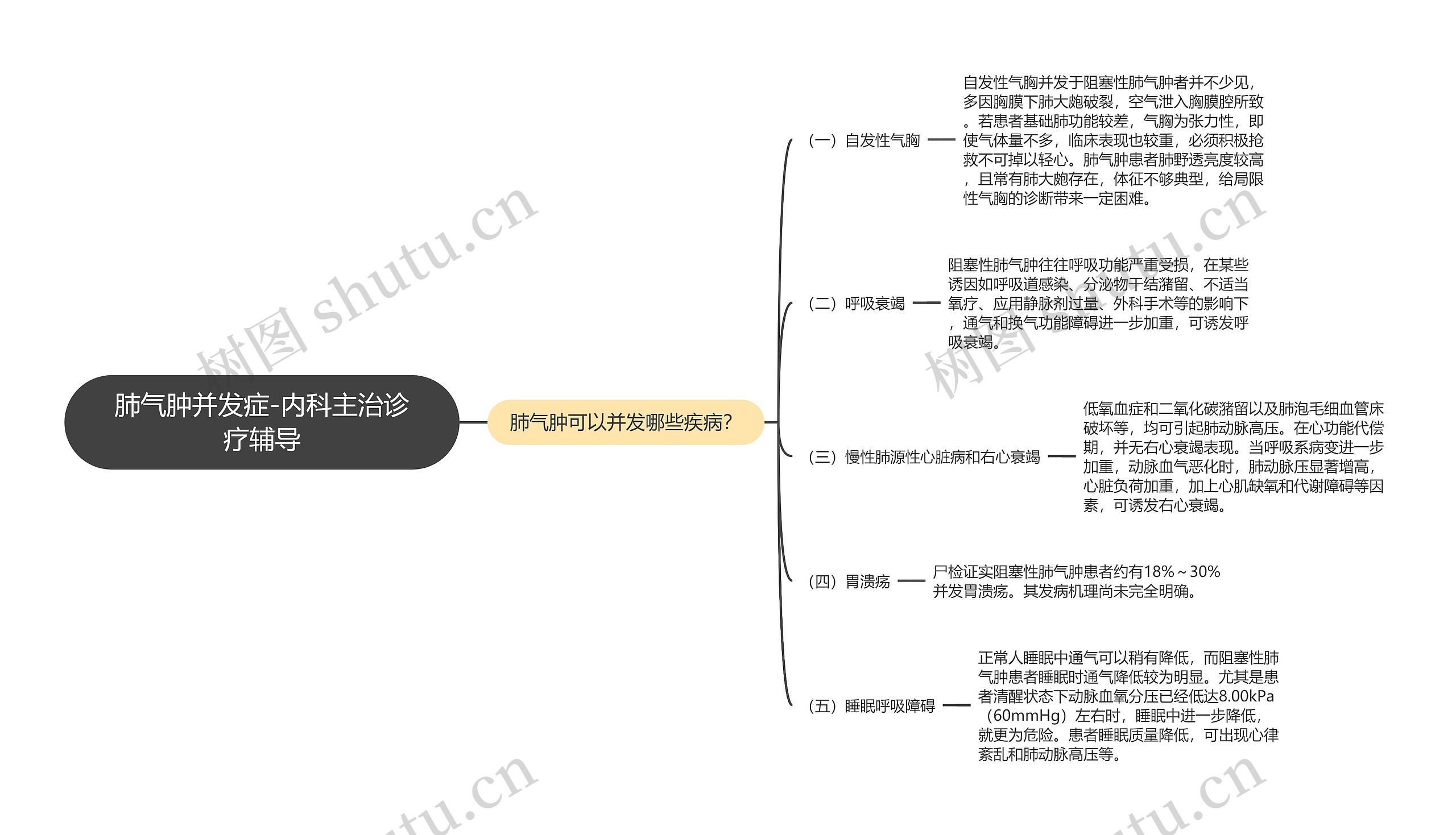 肺气肿并发症-内科主治诊疗辅导思维导图