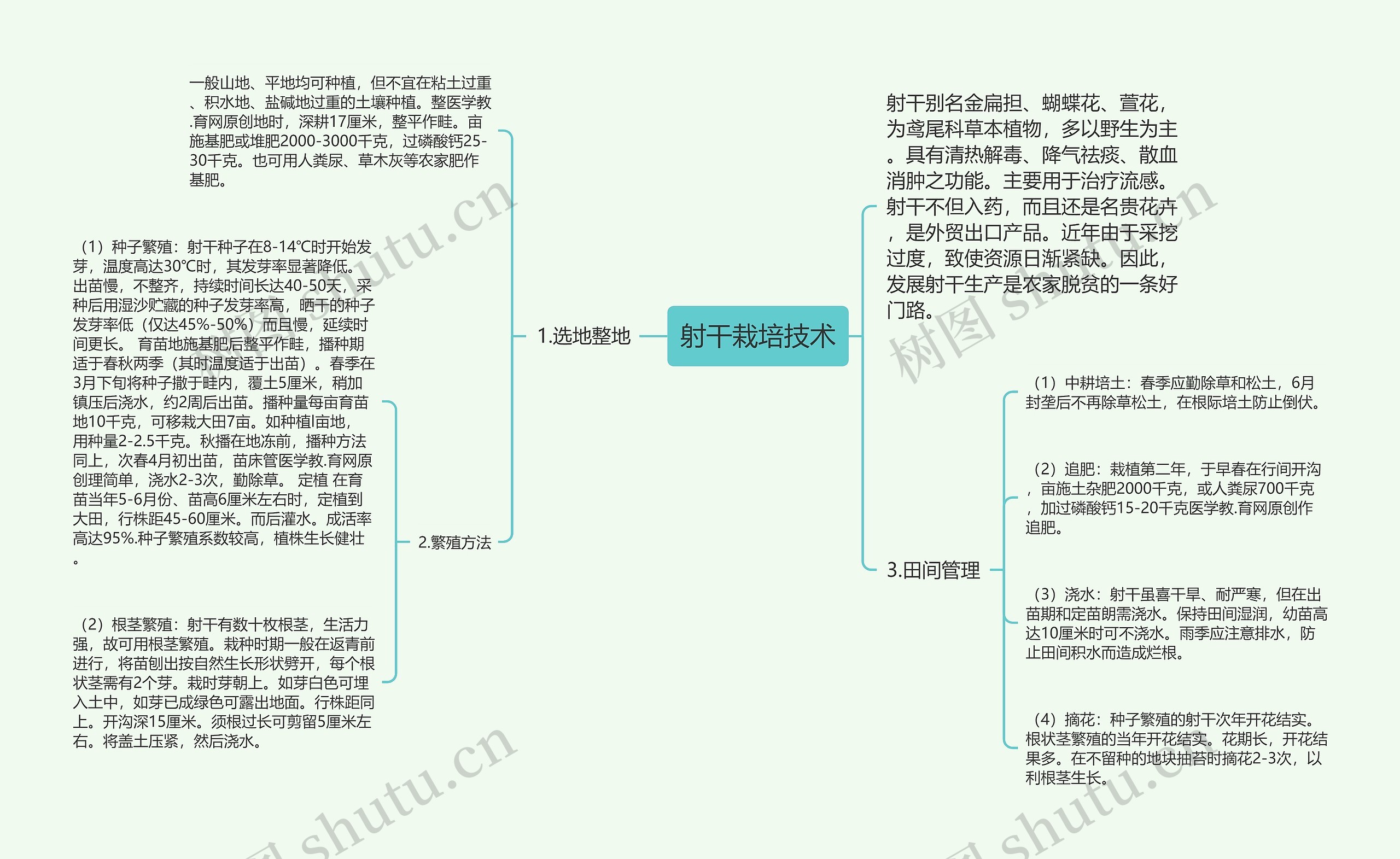 射干栽培技术思维导图