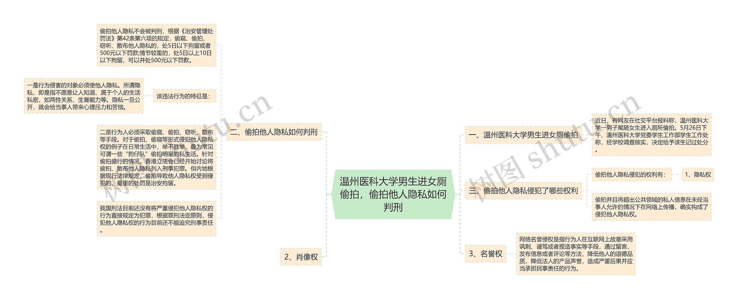 温州医科大学男生进女厕偷拍，偷拍他人隐私如何判刑思维导图