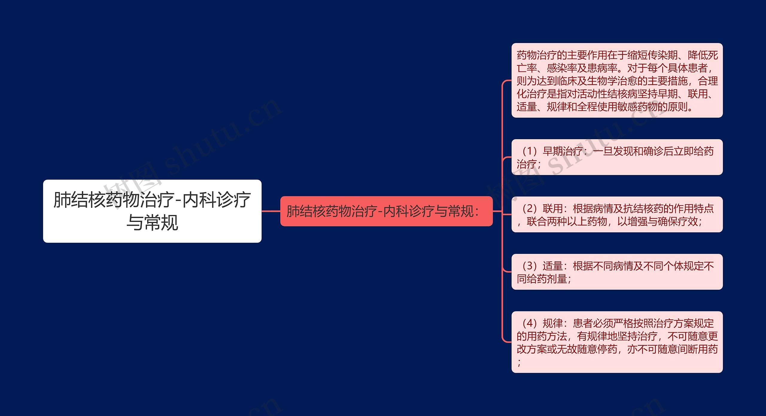 肺结核药物治疗-内科诊疗与常规思维导图