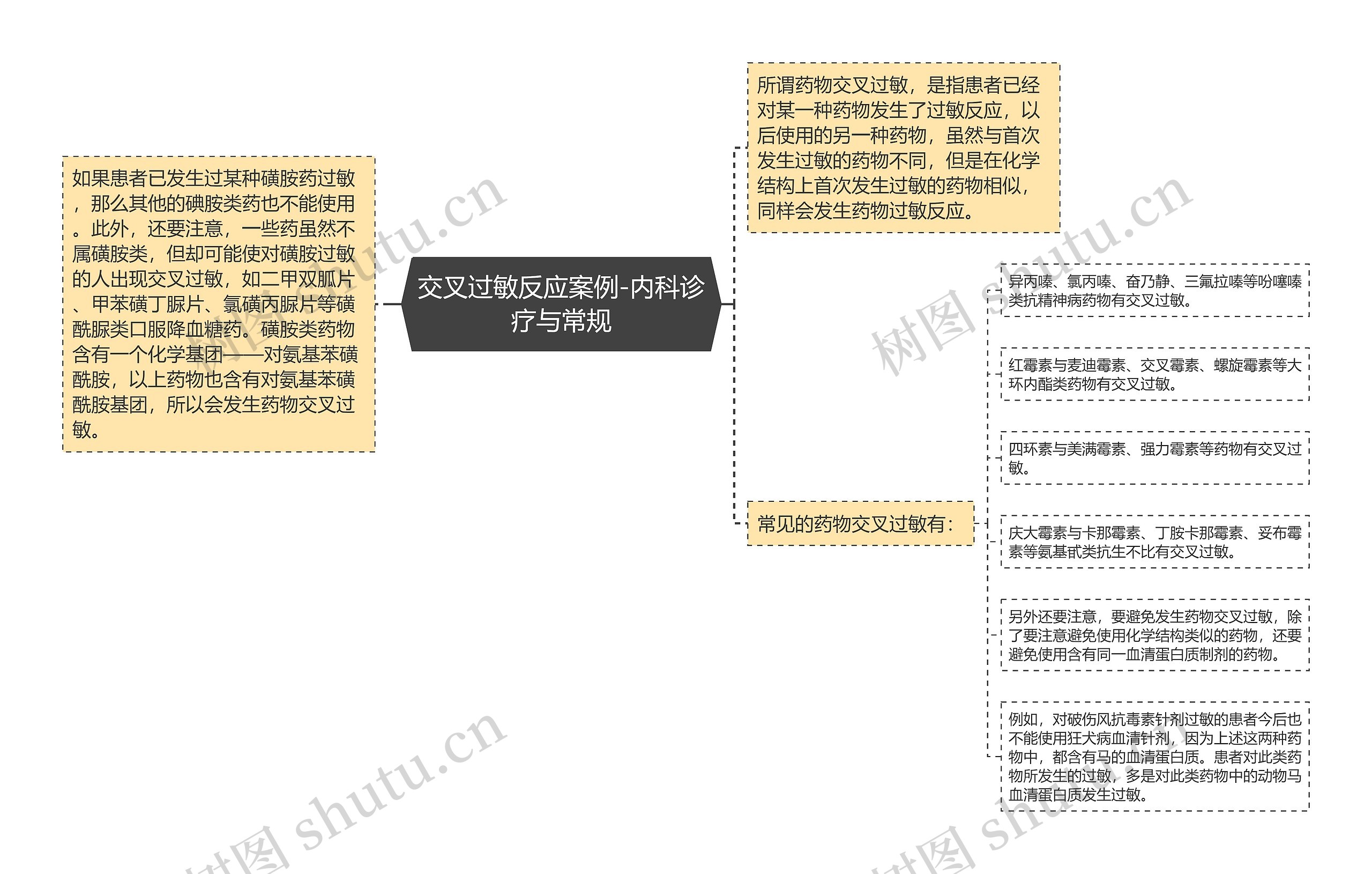 交叉过敏反应案例-内科诊疗与常规思维导图