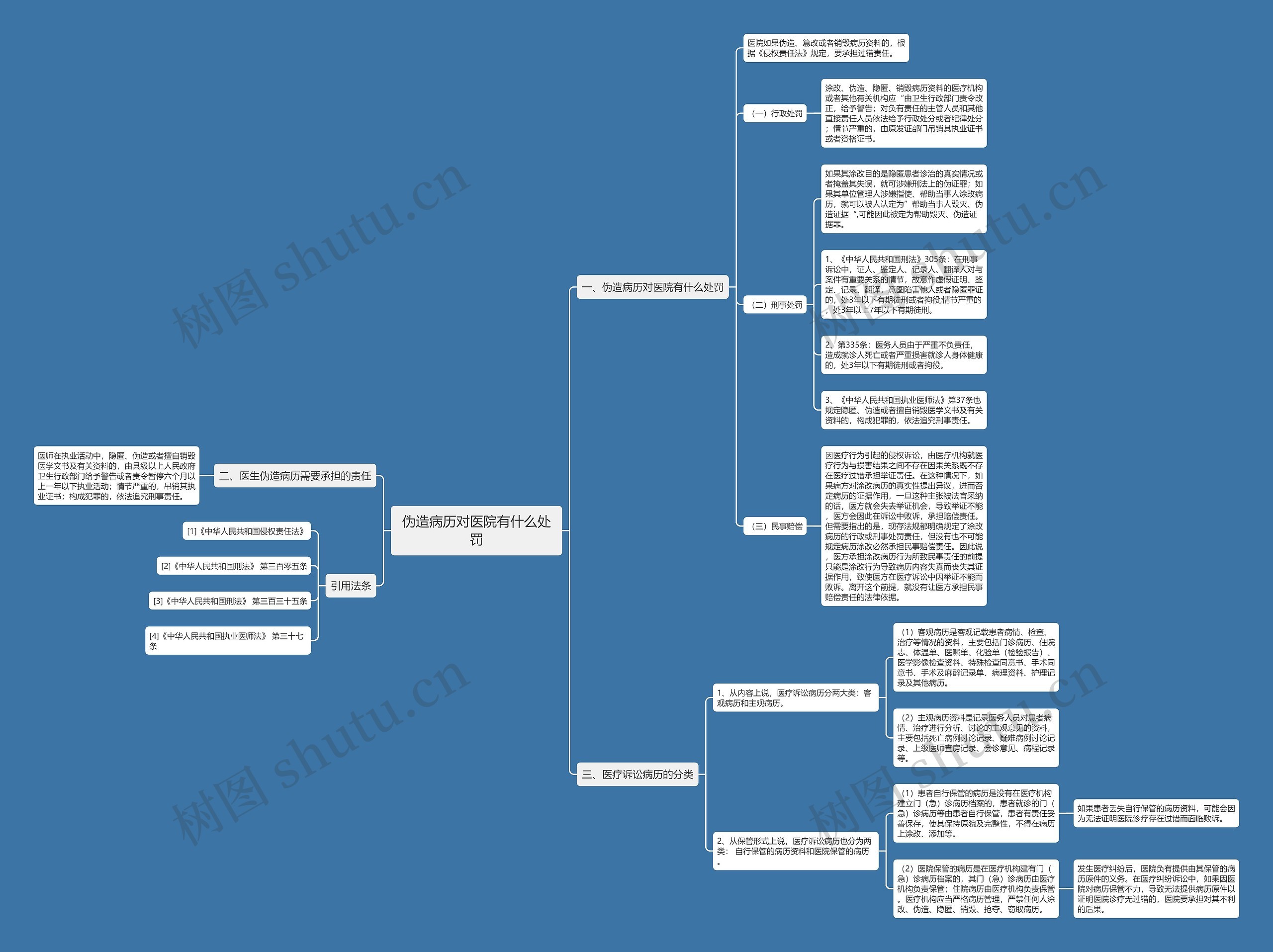 伪造病历对医院有什么处罚思维导图