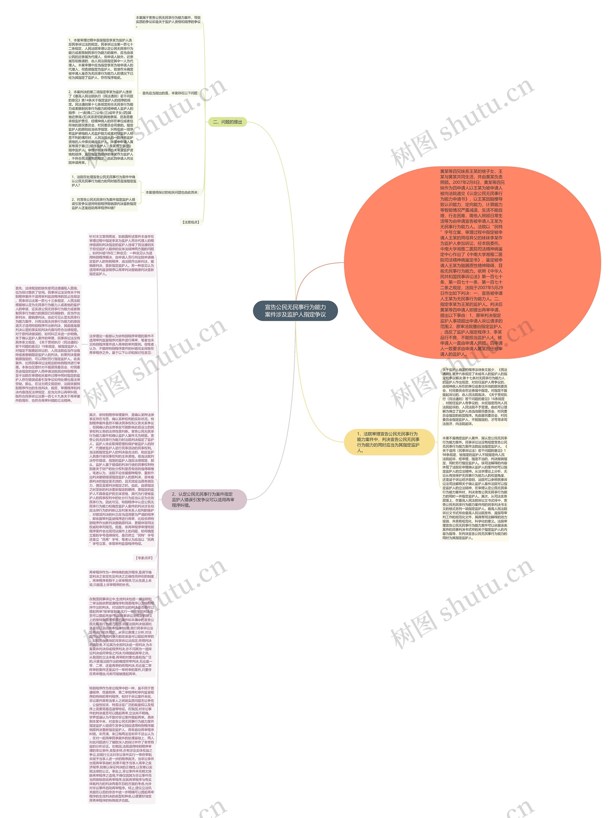 宣告公民无民事行为能力案件涉及监护人指定争议思维导图