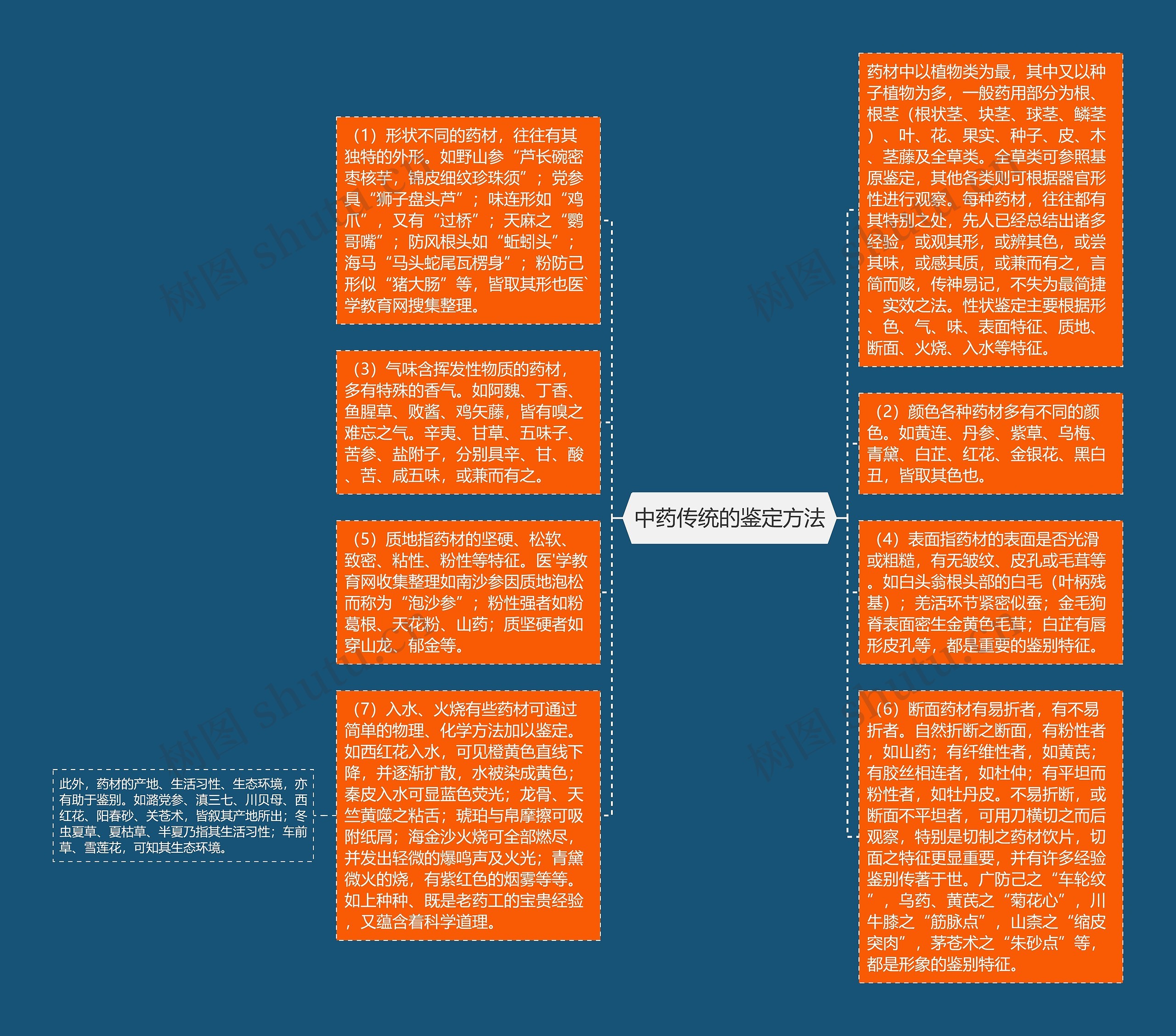 中药传统的鉴定方法思维导图