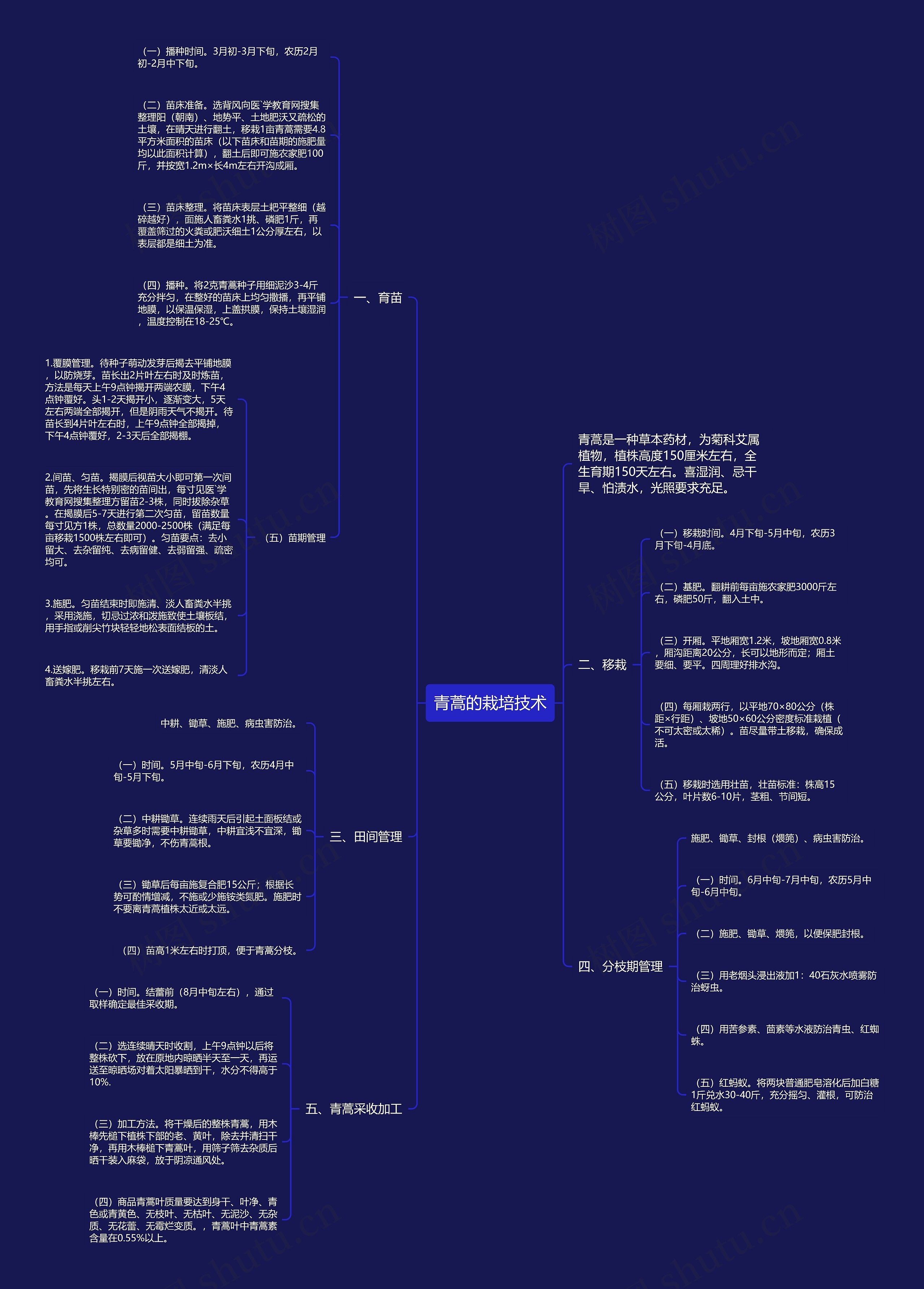 青蒿的栽培技术思维导图