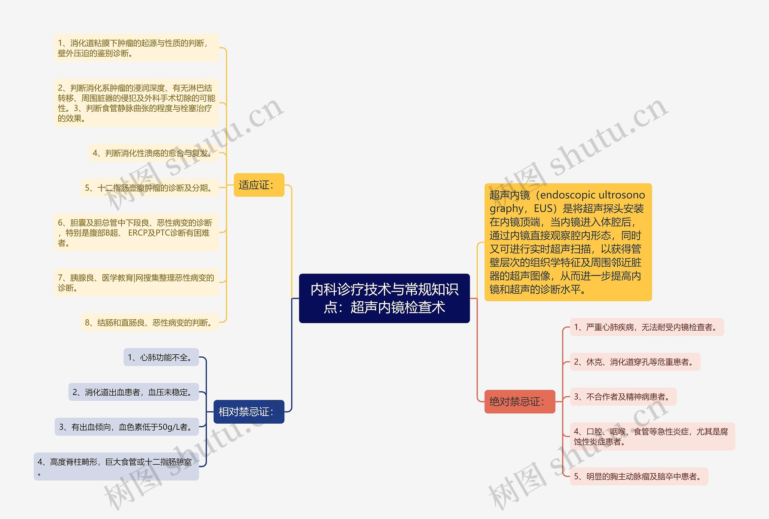 内科诊疗技术与常规知识点：超声内镜检查术思维导图