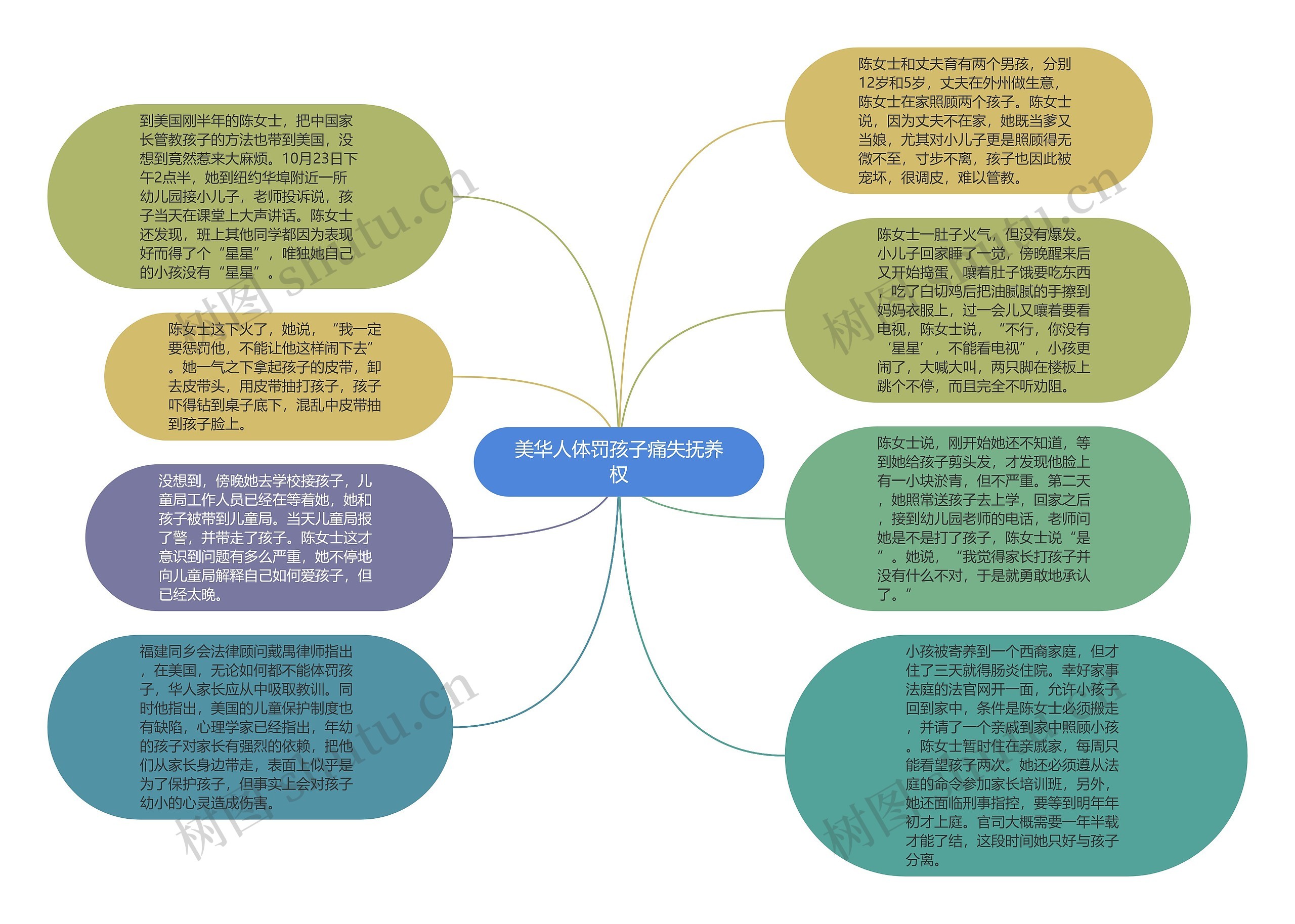 美华人体罚孩子痛失抚养权思维导图