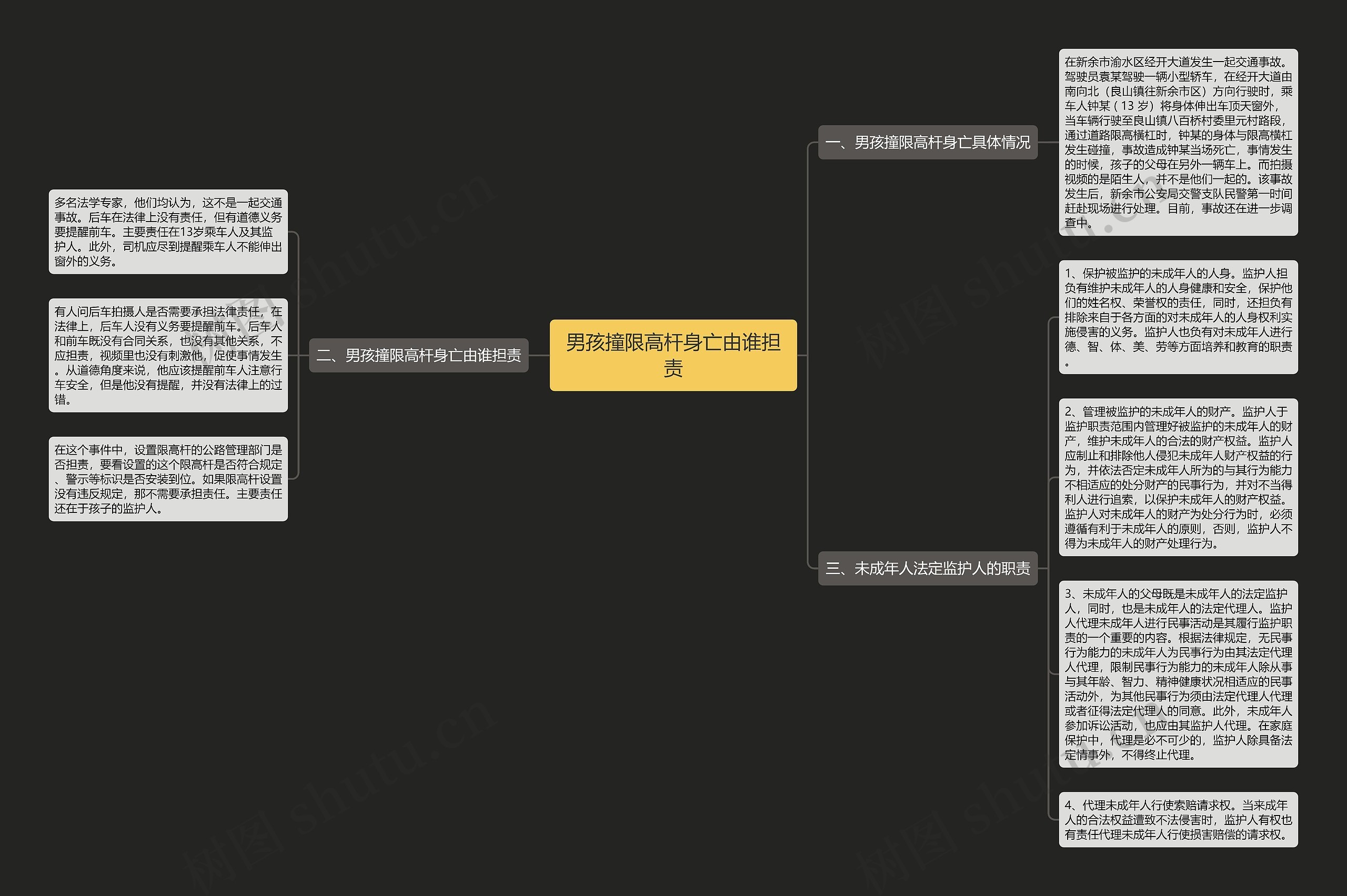 男孩撞限高杆身亡由谁担责思维导图