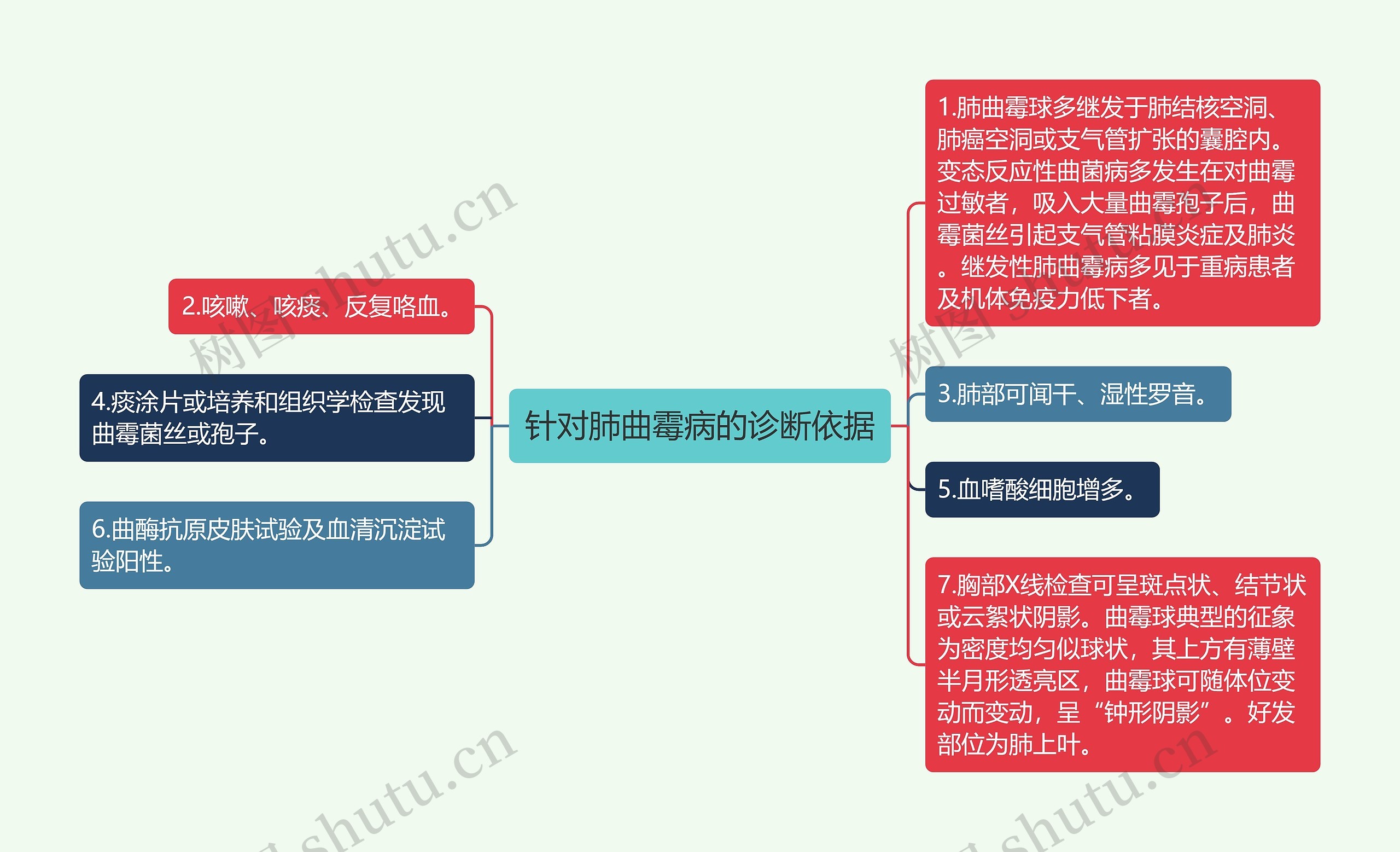 针对肺曲霉病的诊断依据思维导图