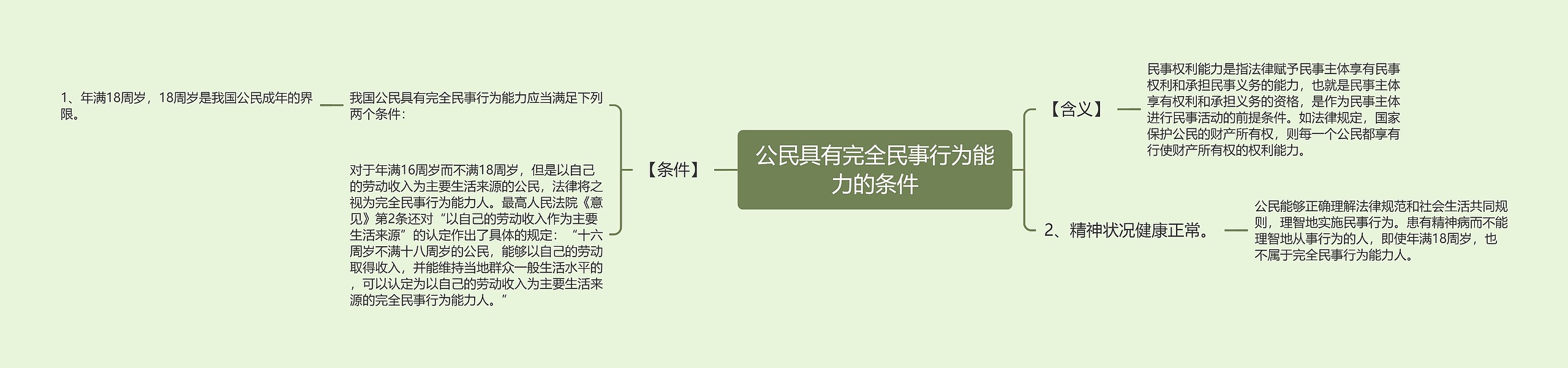 公民具有完全民事行为能力的条件思维导图