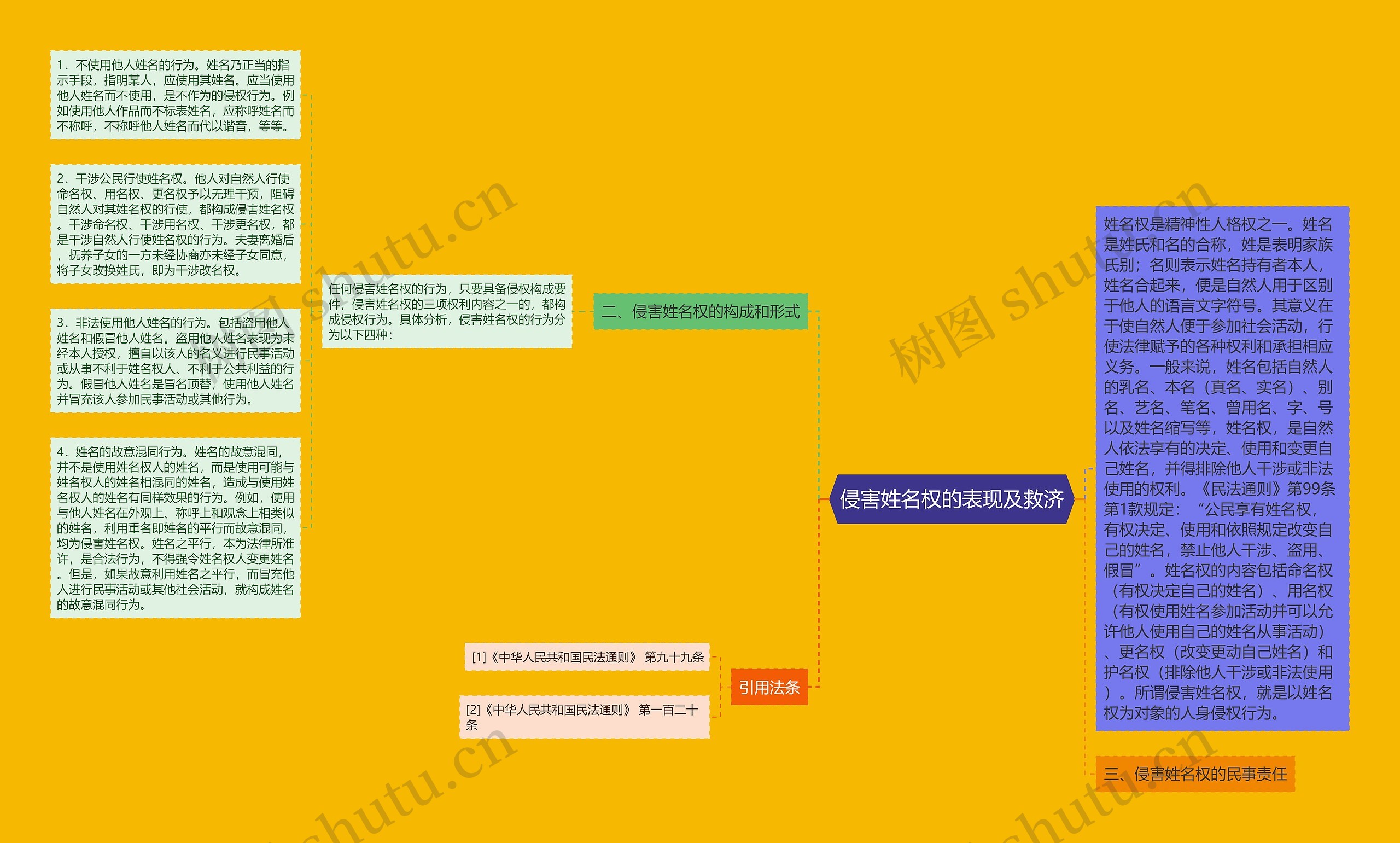 侵害姓名权的表现及救济思维导图