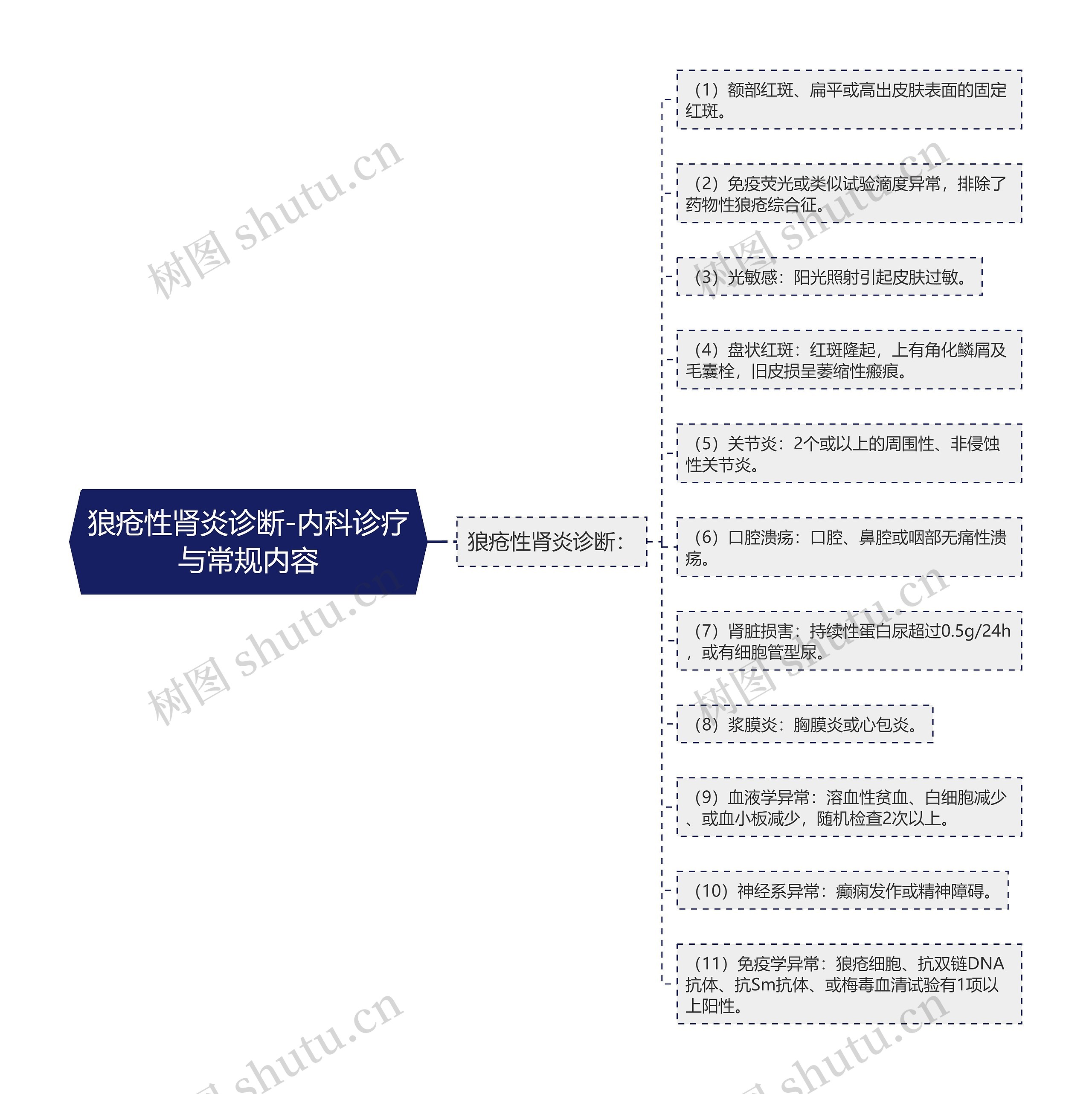 狼疮性肾炎诊断-内科诊疗与常规内容思维导图