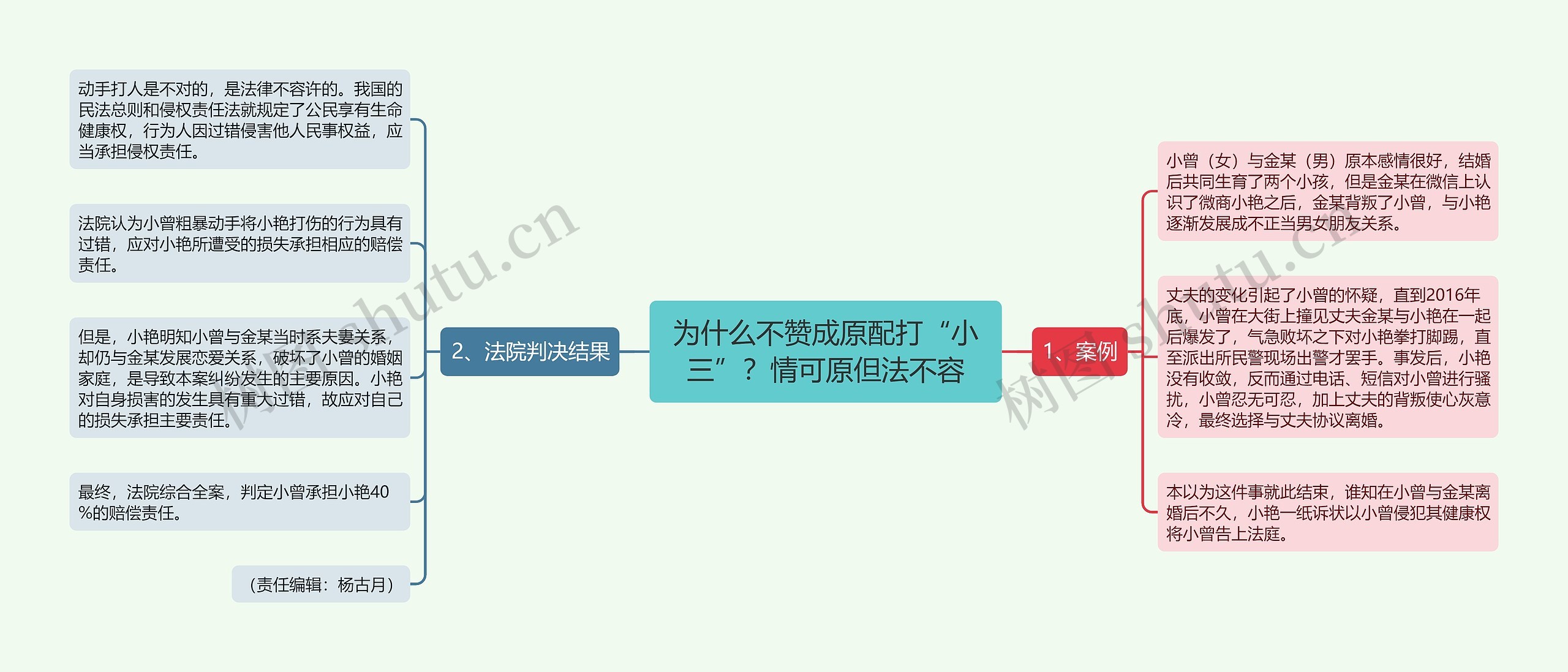 为什么不赞成原配打“小三”？情可原但法不容思维导图
