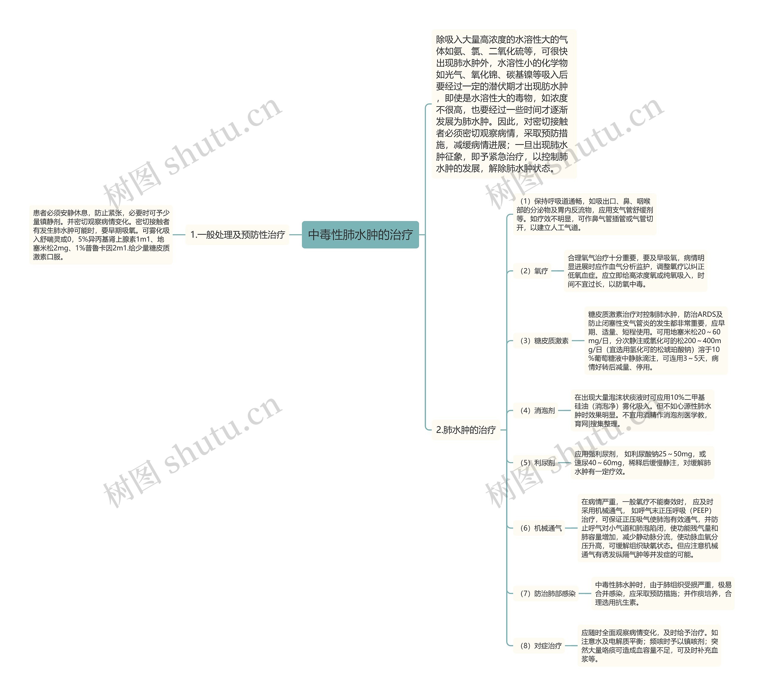 中毒性肺水肿的治疗思维导图