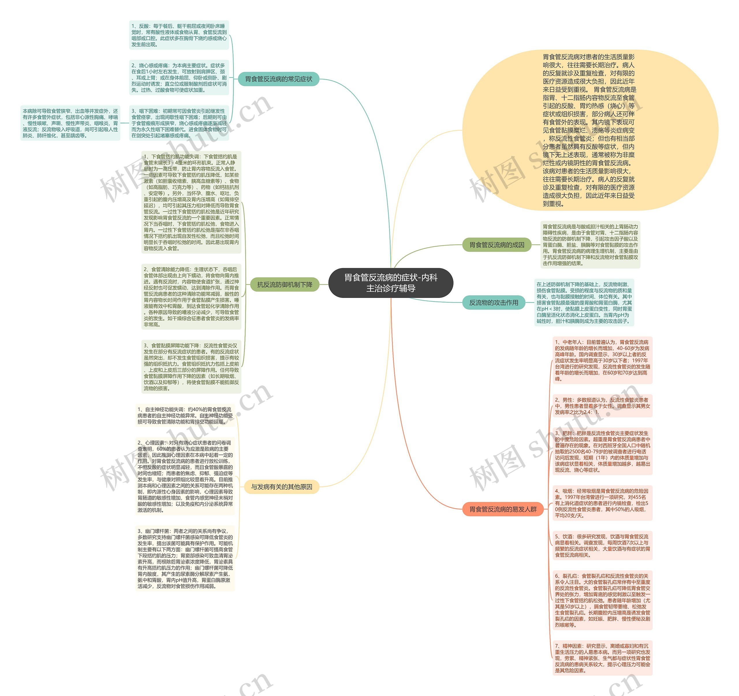 胃食管反流病的症状-内科主治诊疗辅导思维导图