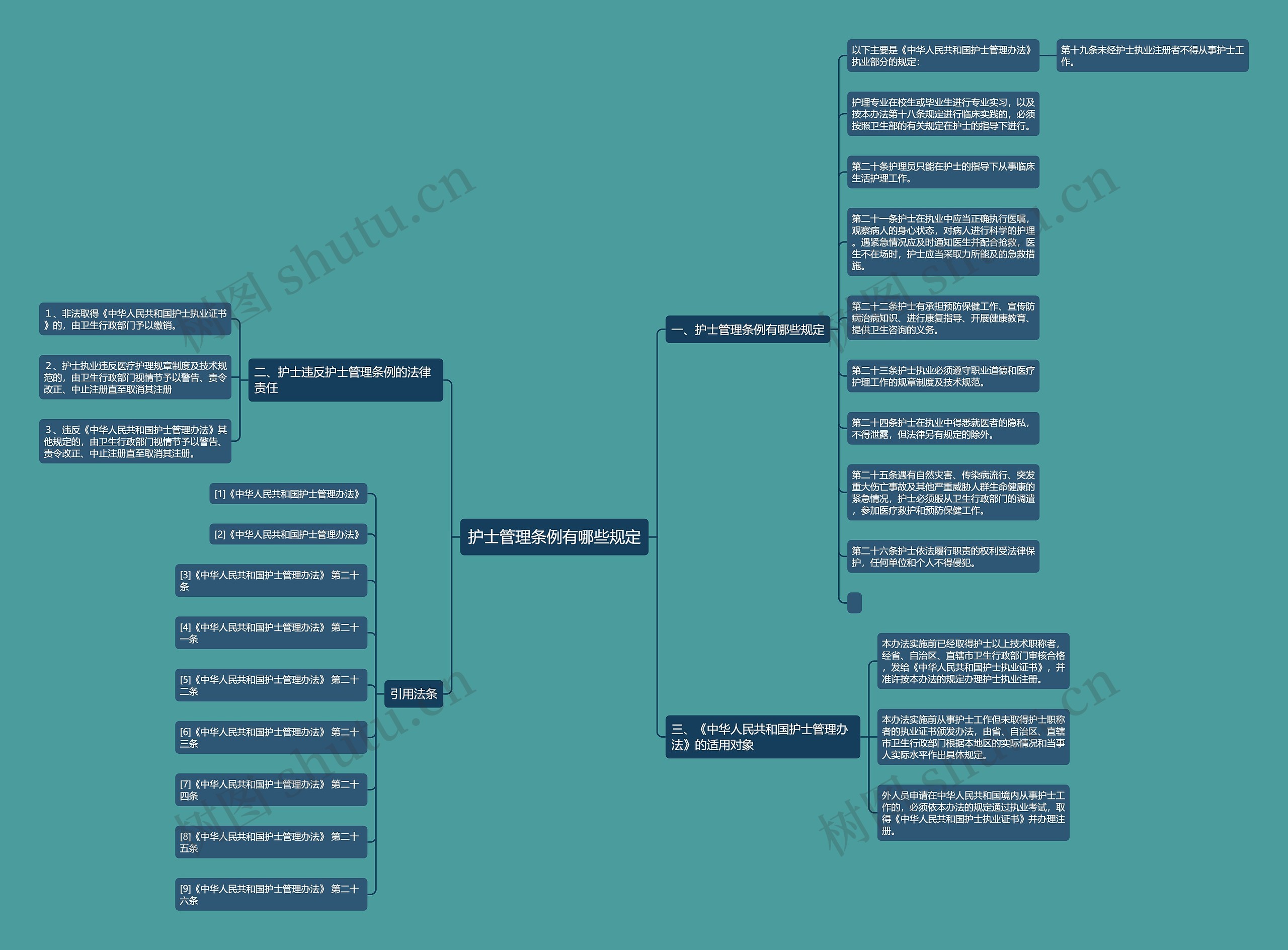 护士管理条例有哪些规定思维导图