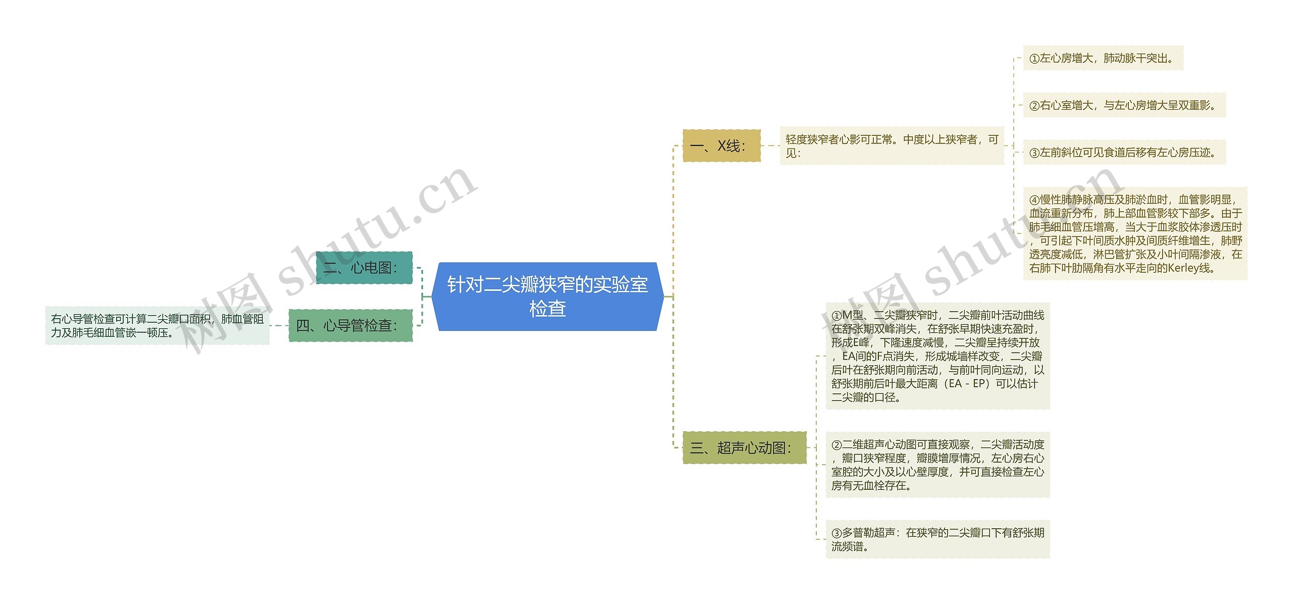 针对二尖瓣狭窄的实验室检查思维导图