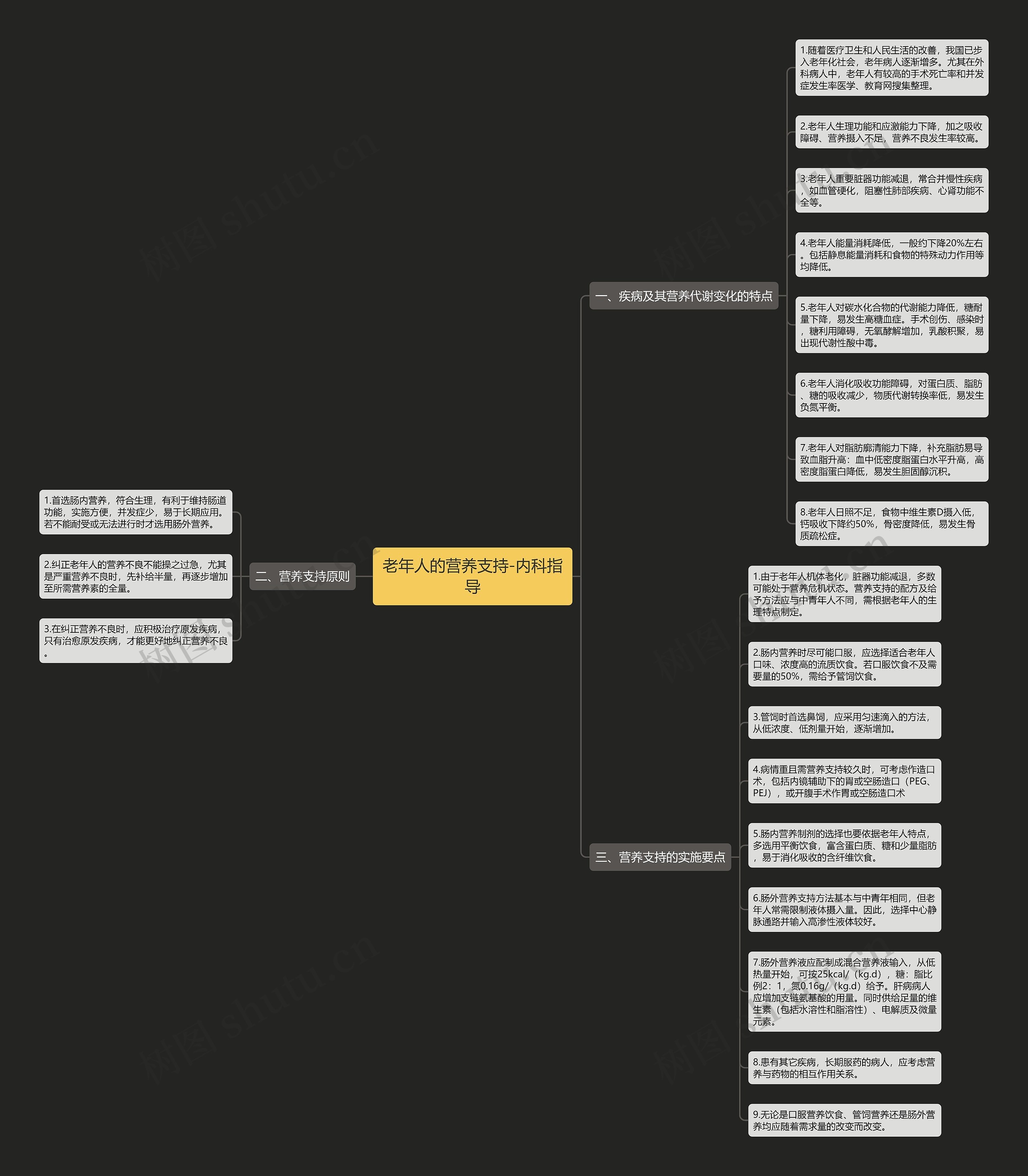 老年人的营养支持-内科指导思维导图