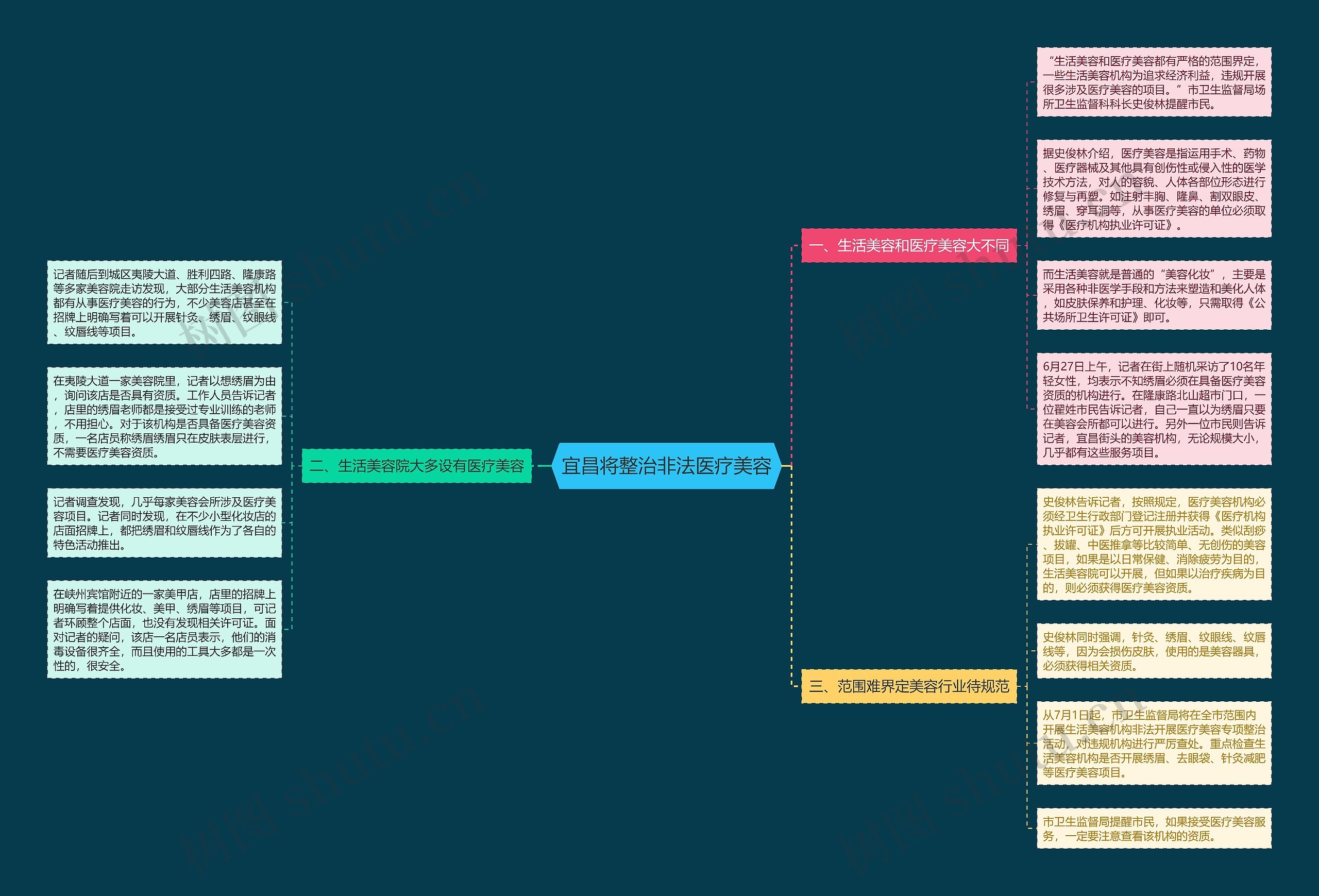 宜昌将整治非法医疗美容思维导图