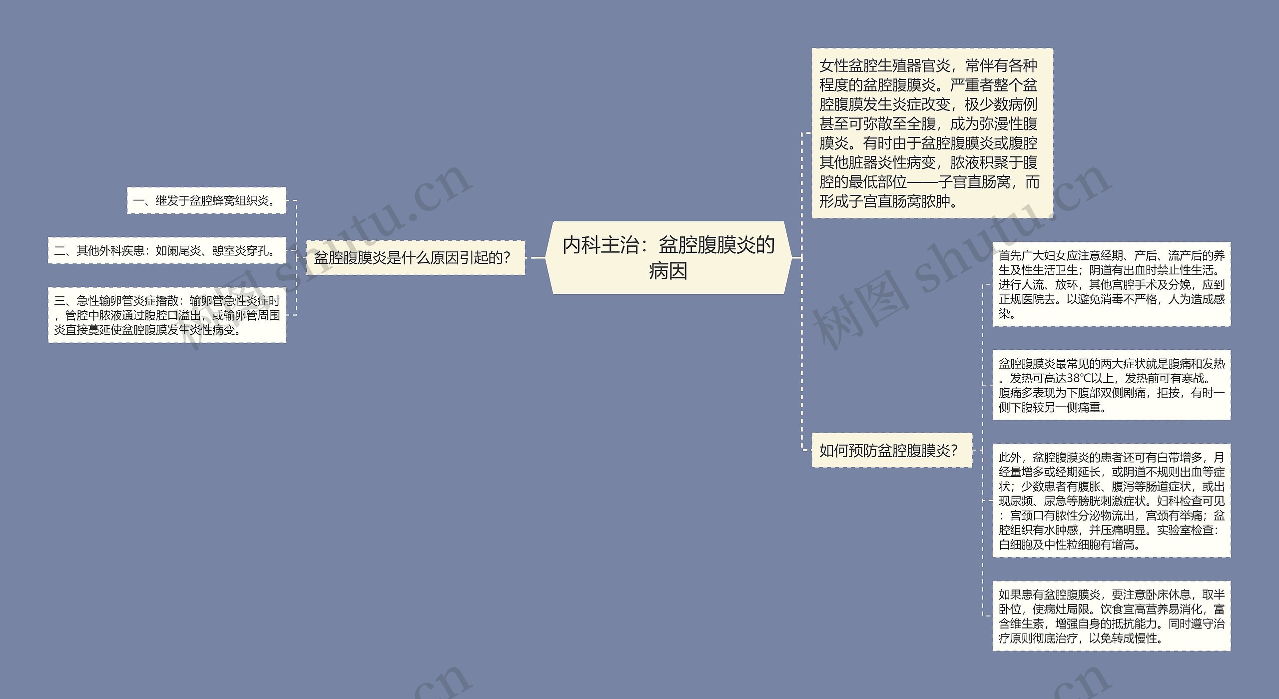 内科主治：盆腔腹膜炎的病因思维导图