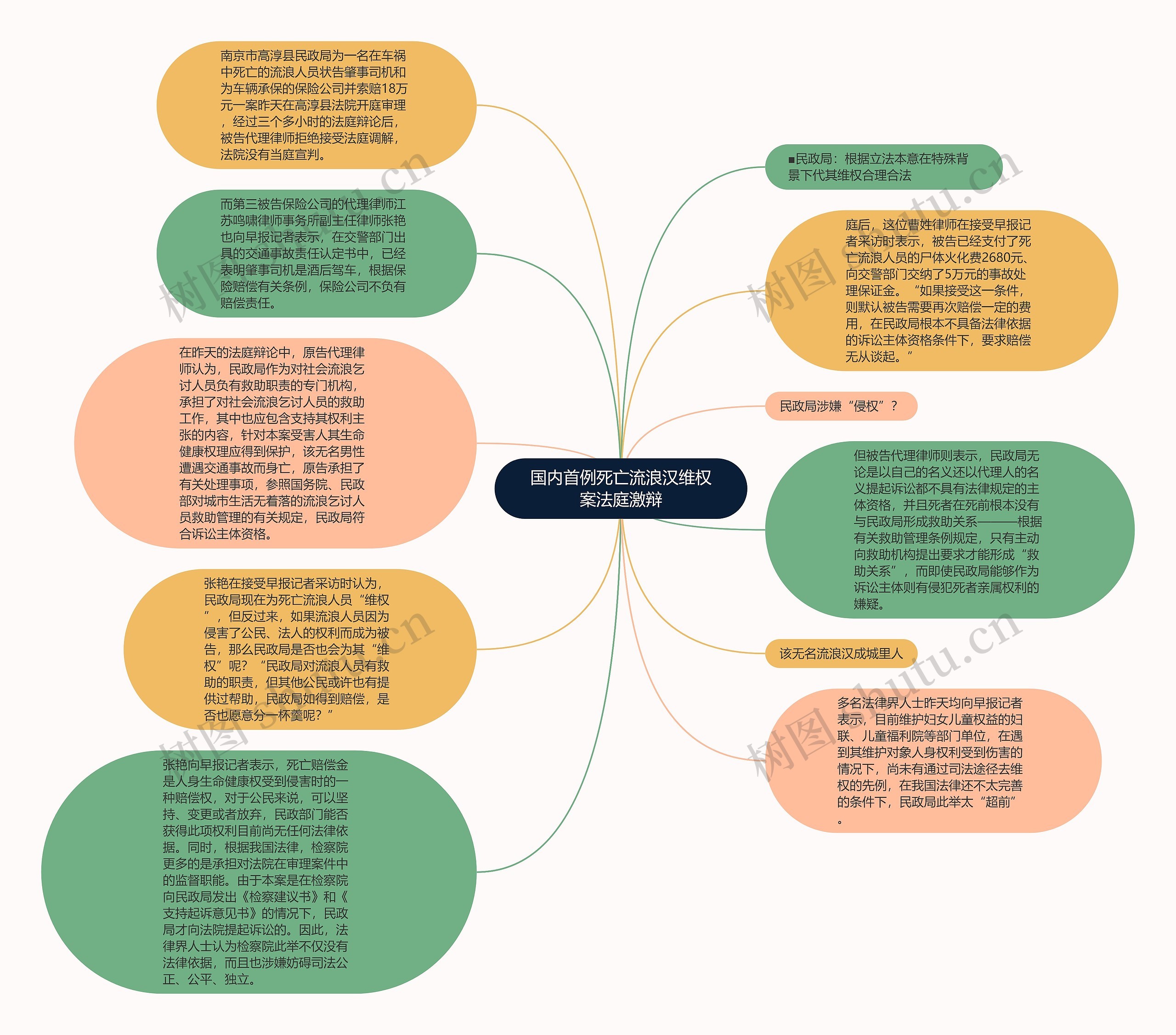 国内首例死亡流浪汉维权案法庭激辩思维导图