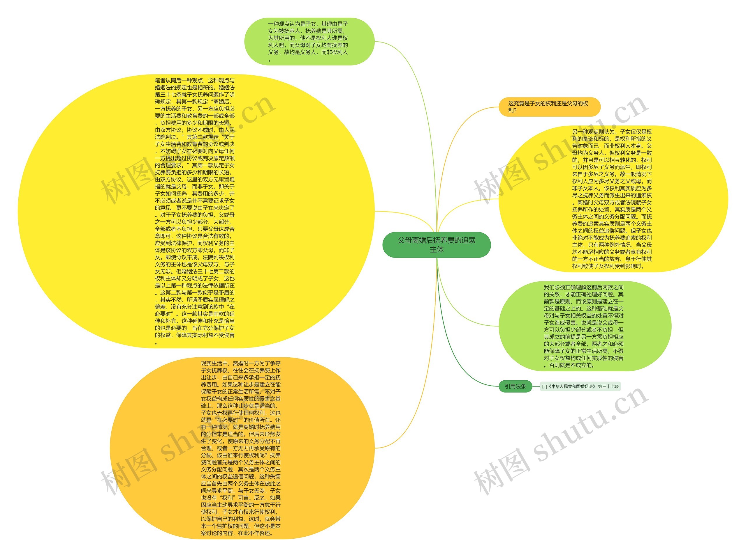 父母离婚后抚养费的追索主体思维导图