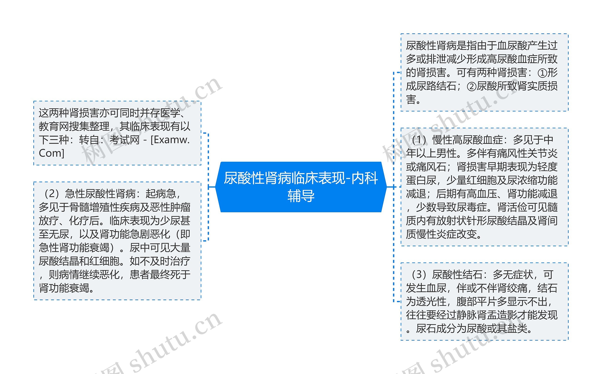 尿酸性肾病临床表现-内科辅导思维导图