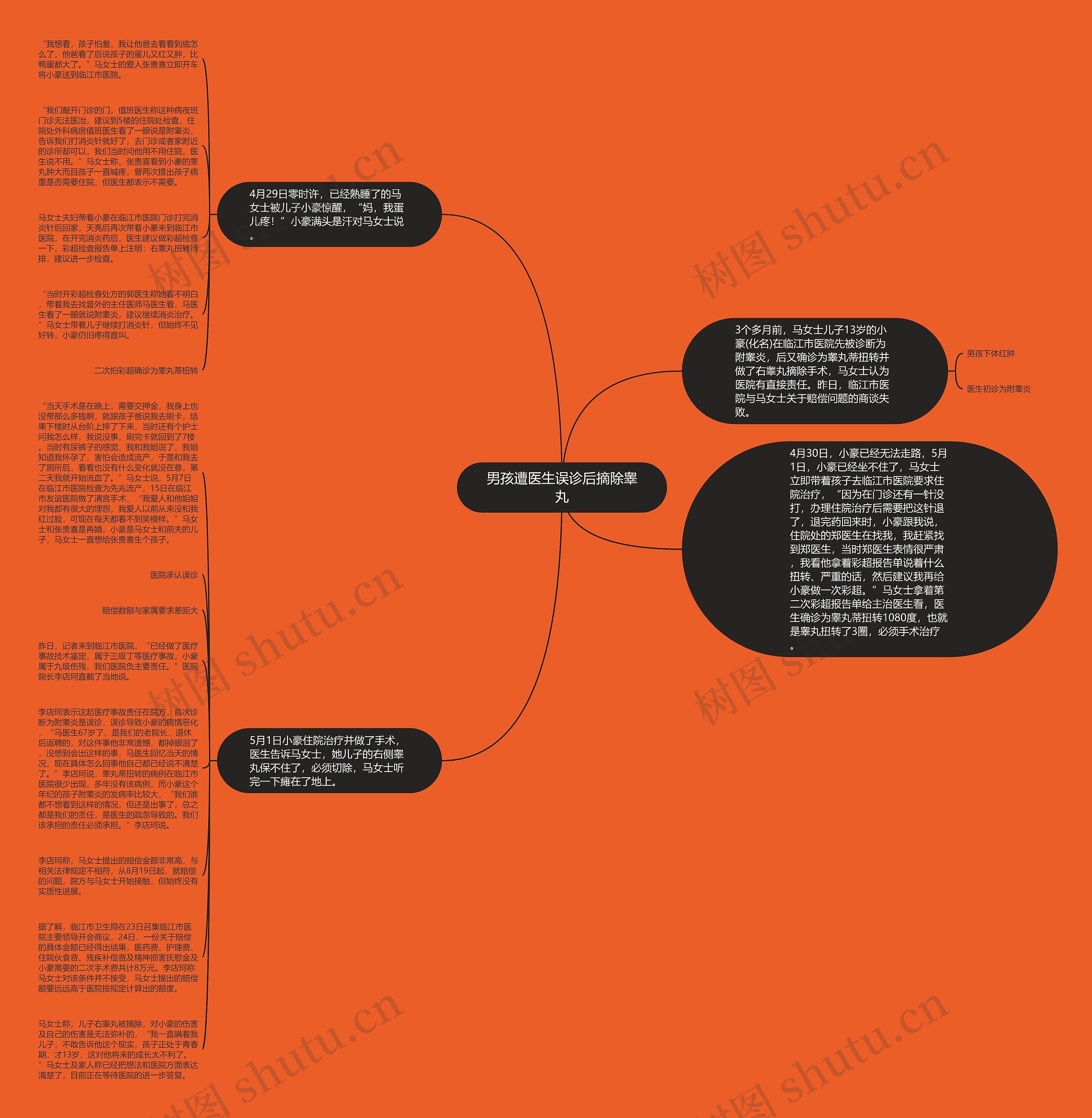 男孩遭医生误诊后摘除睾丸思维导图