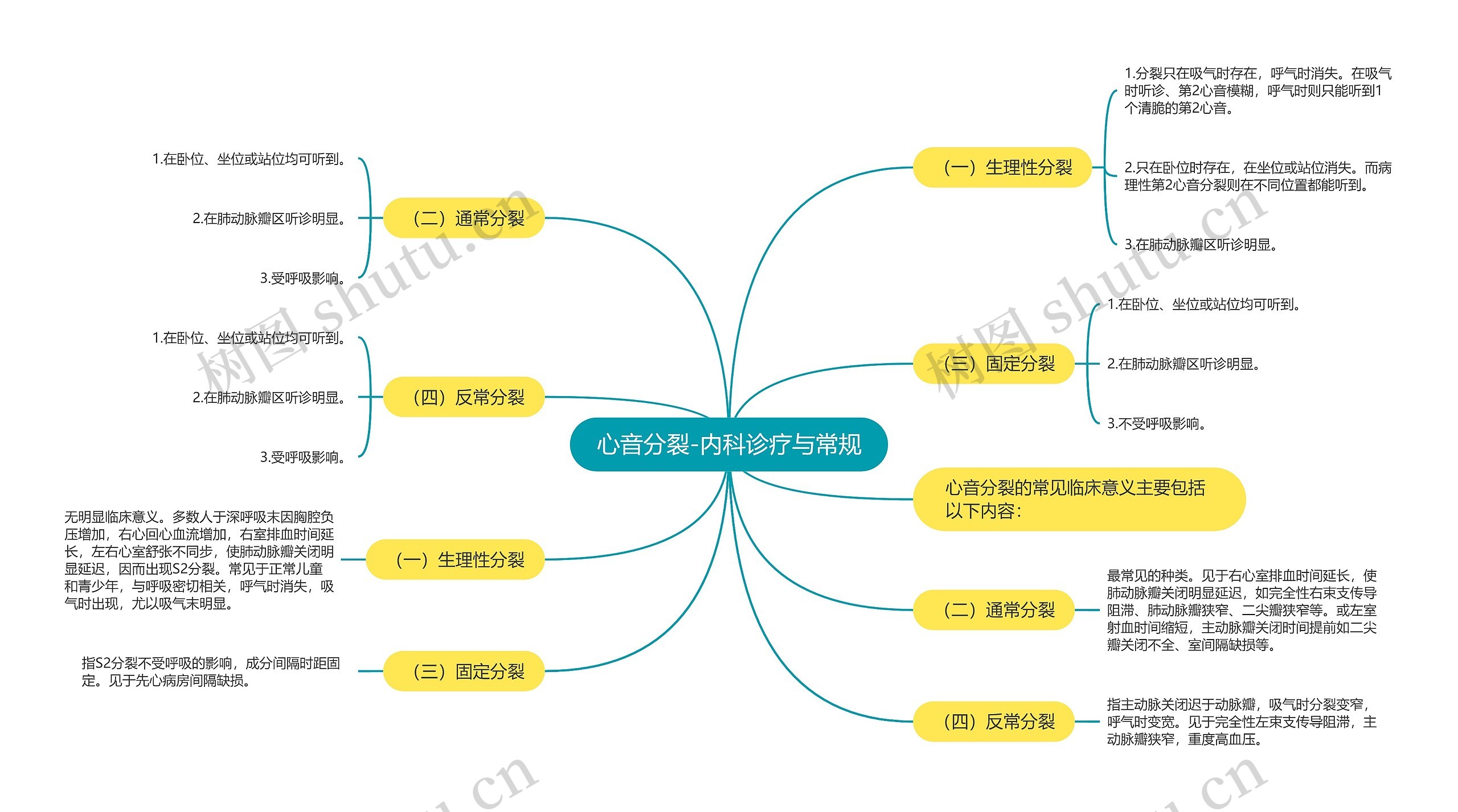 心音分裂-内科诊疗与常规思维导图