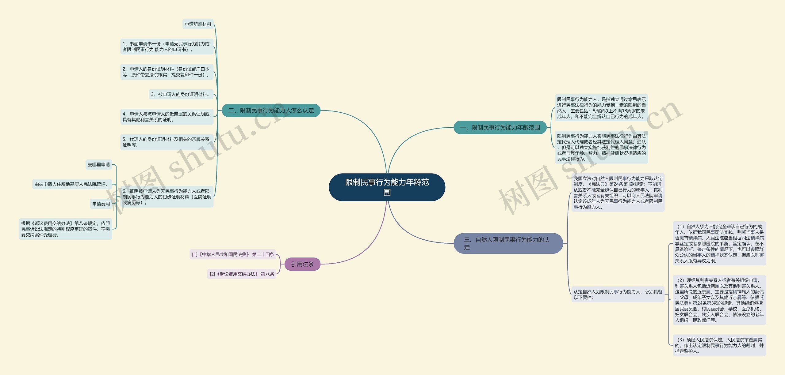 限制民事行为能力年龄范围思维导图