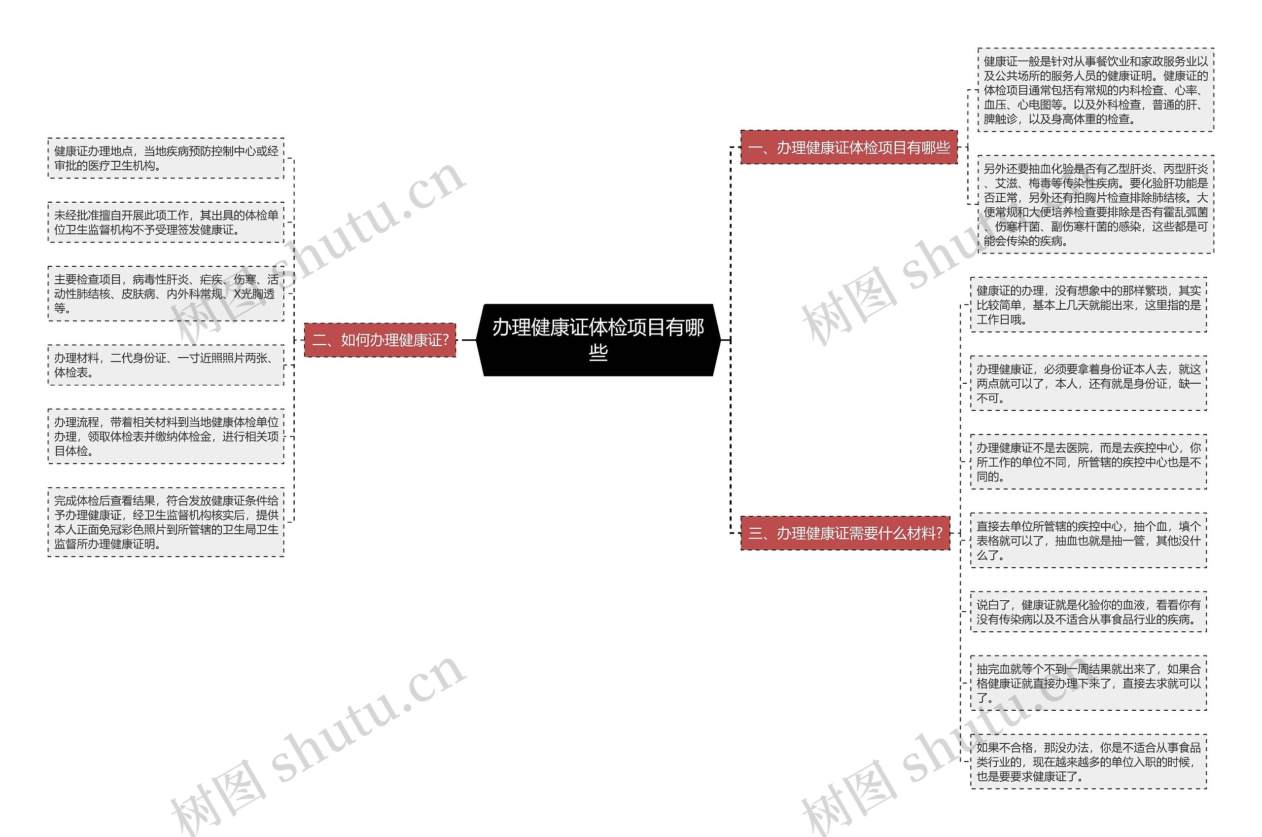 办理健康证体检项目有哪些思维导图