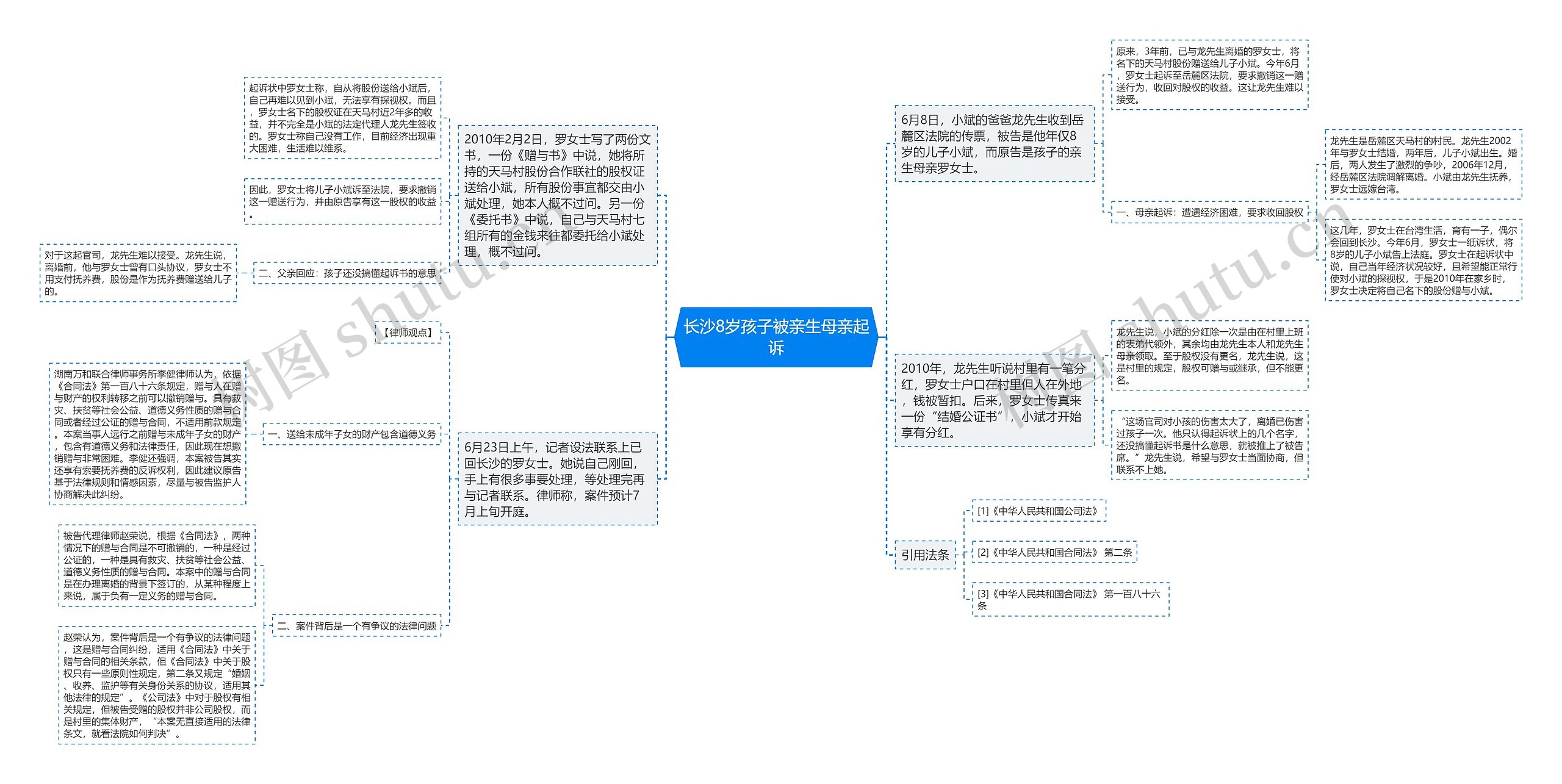 长沙8岁孩子被亲生母亲起诉思维导图