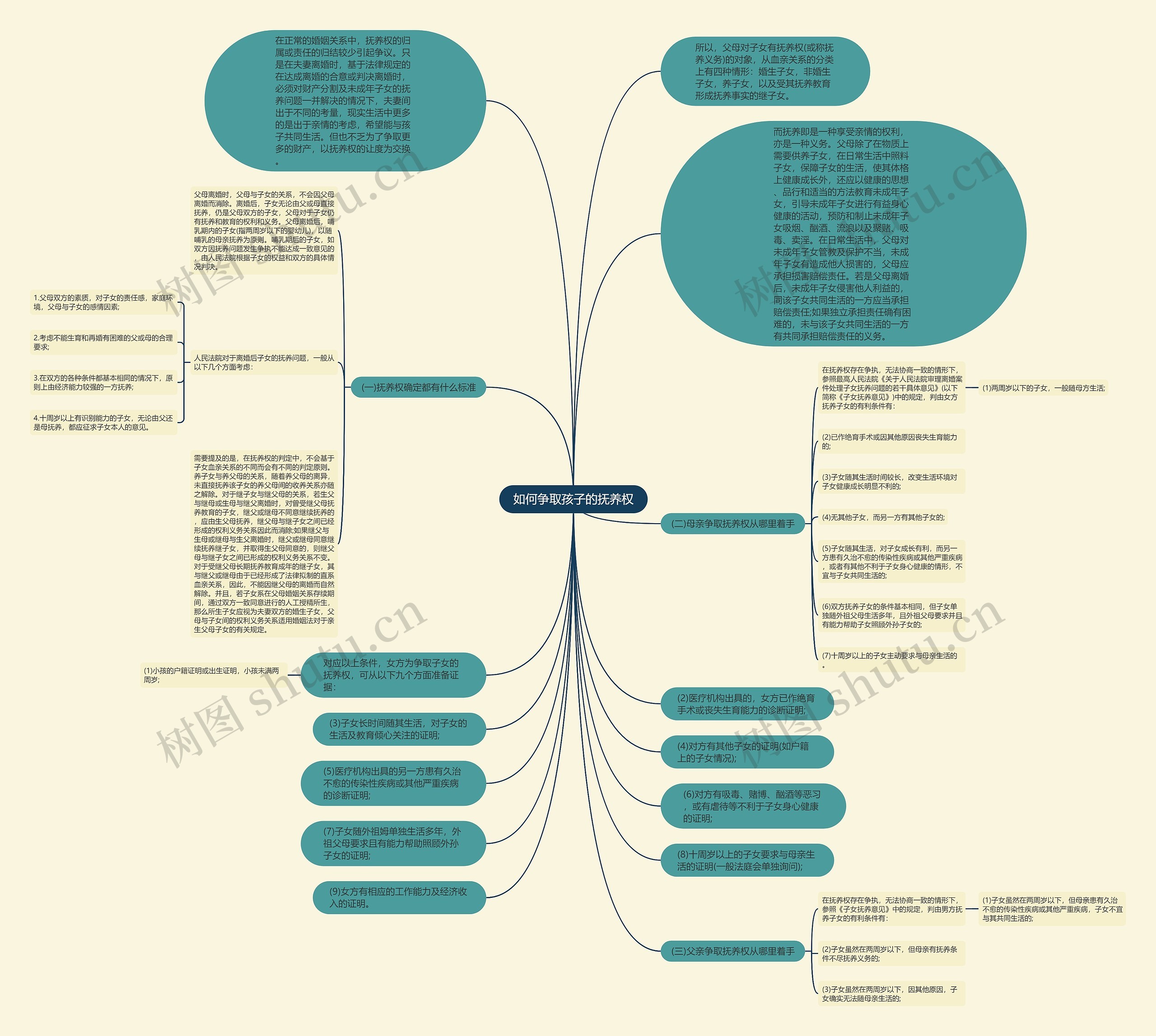 如何争取孩子的抚养权思维导图