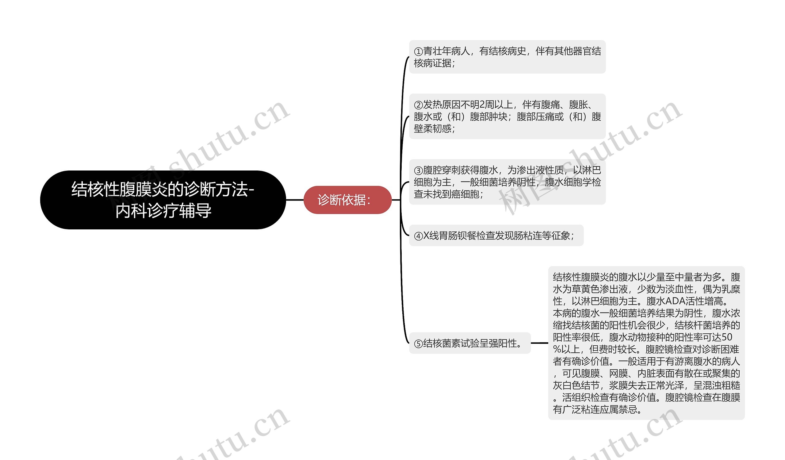 结核性腹膜炎的诊断方法-内科诊疗辅导思维导图