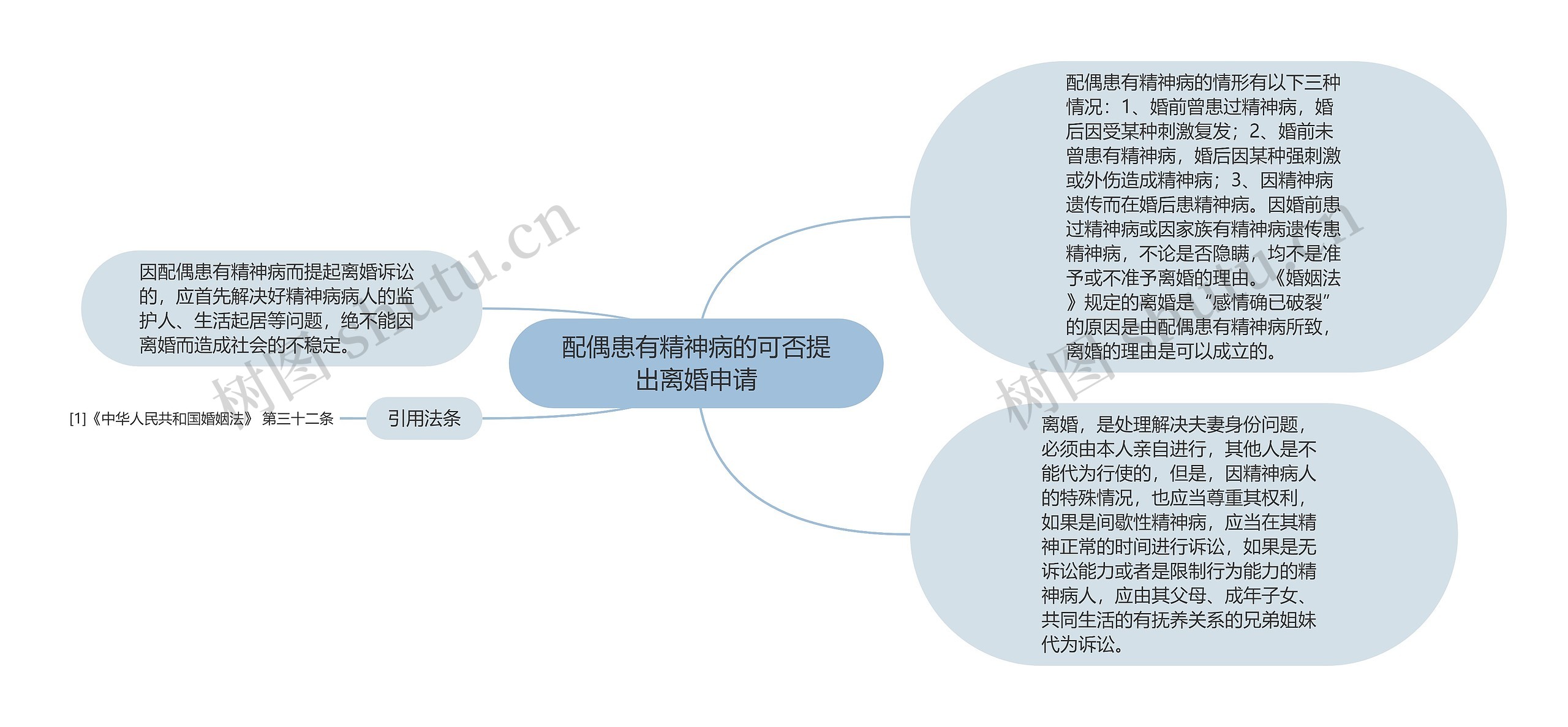 配偶患有精神病的可否提出离婚申请思维导图