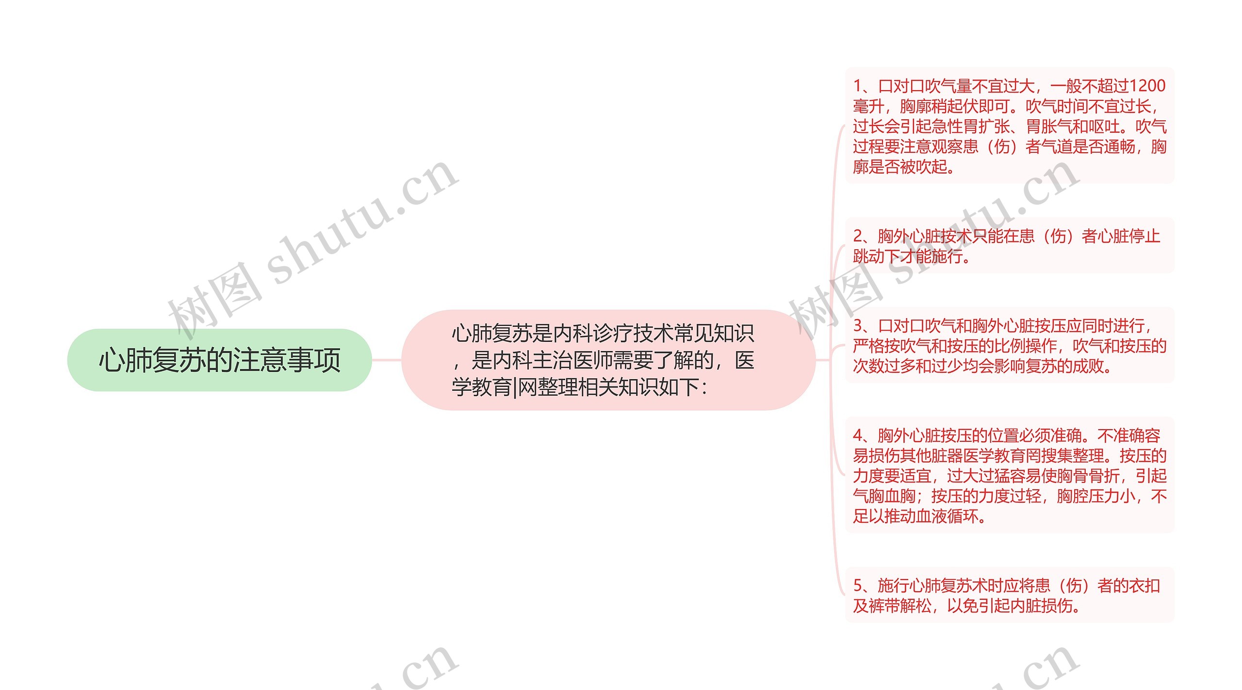 心肺复苏的注意事项思维导图