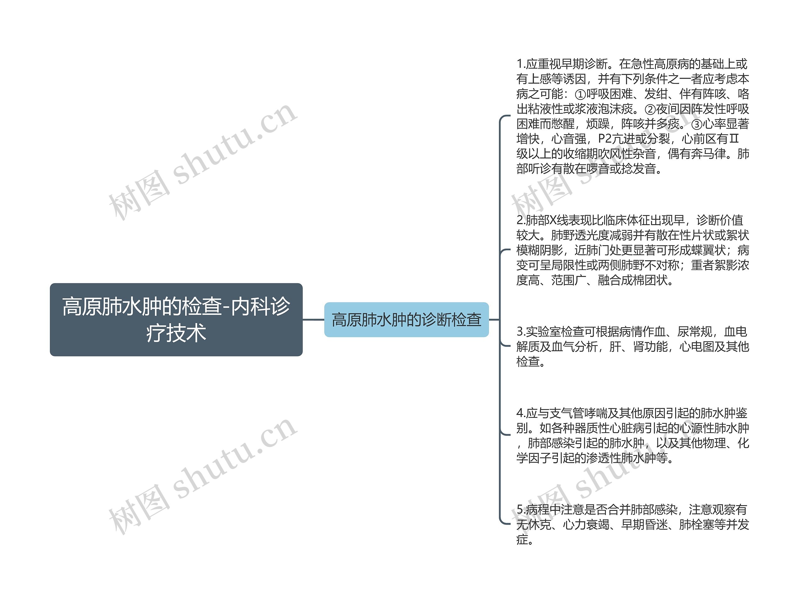 高原肺水肿的检查-内科诊疗技术思维导图