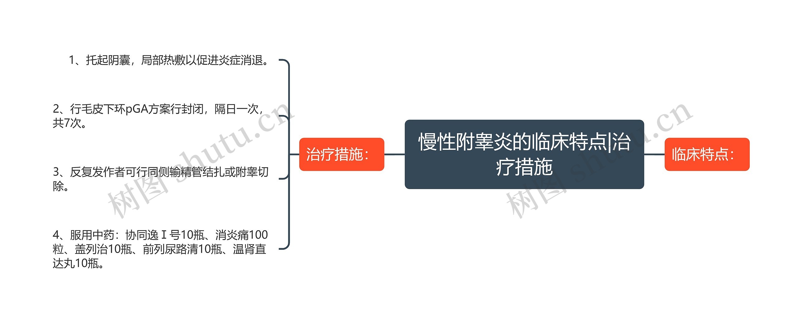 慢性附睾炎的临床特点|治疗措施思维导图