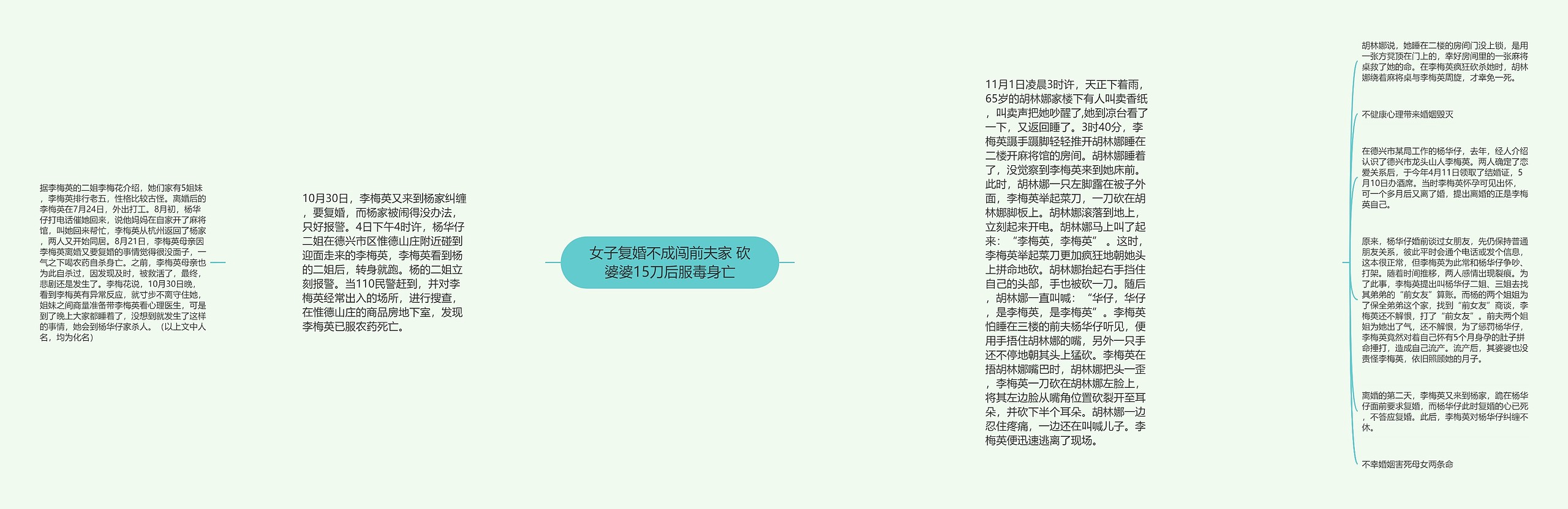女子复婚不成闯前夫家 砍婆婆15刀后服毒身亡