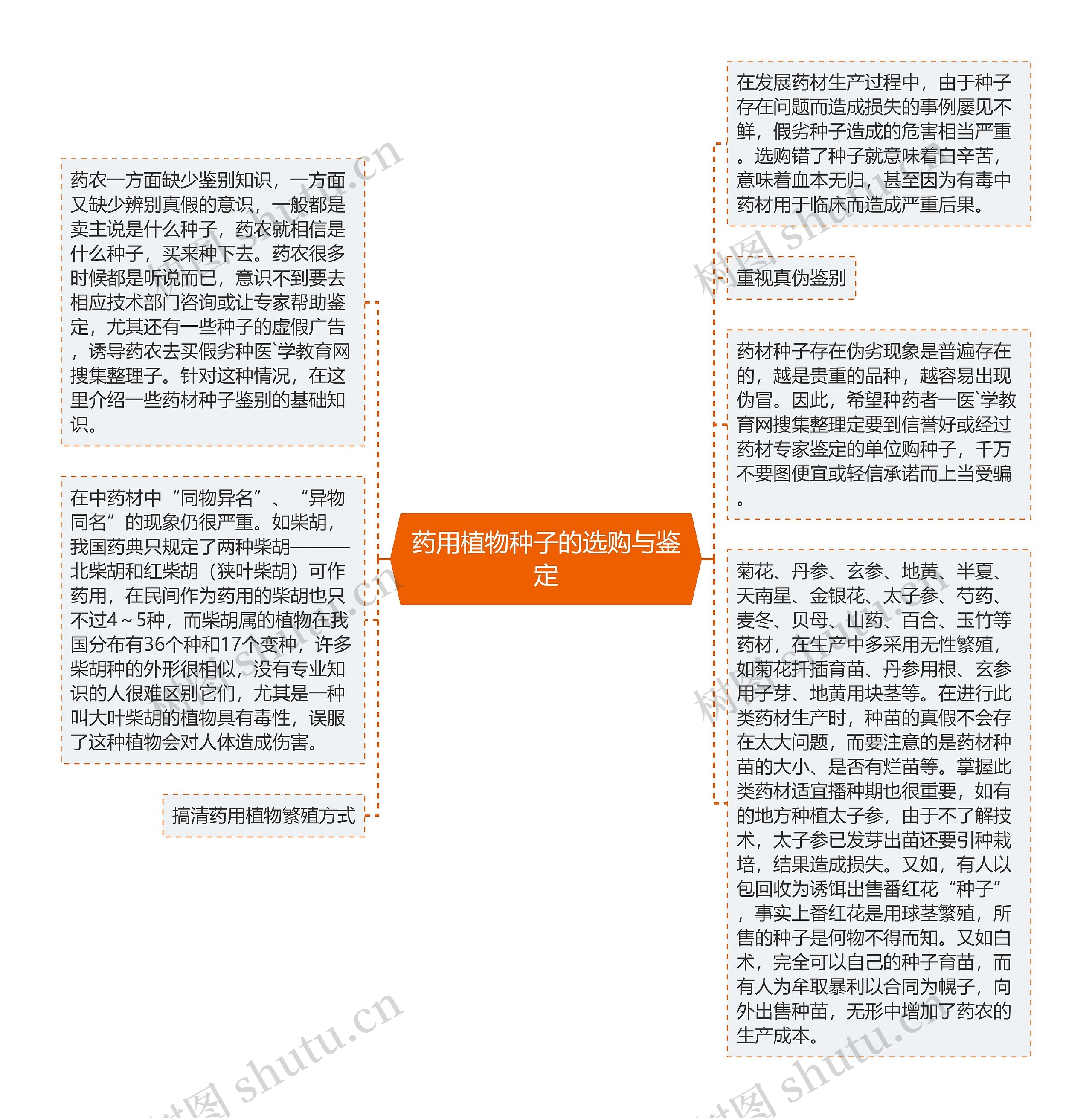 药用植物种子的选购与鉴定思维导图