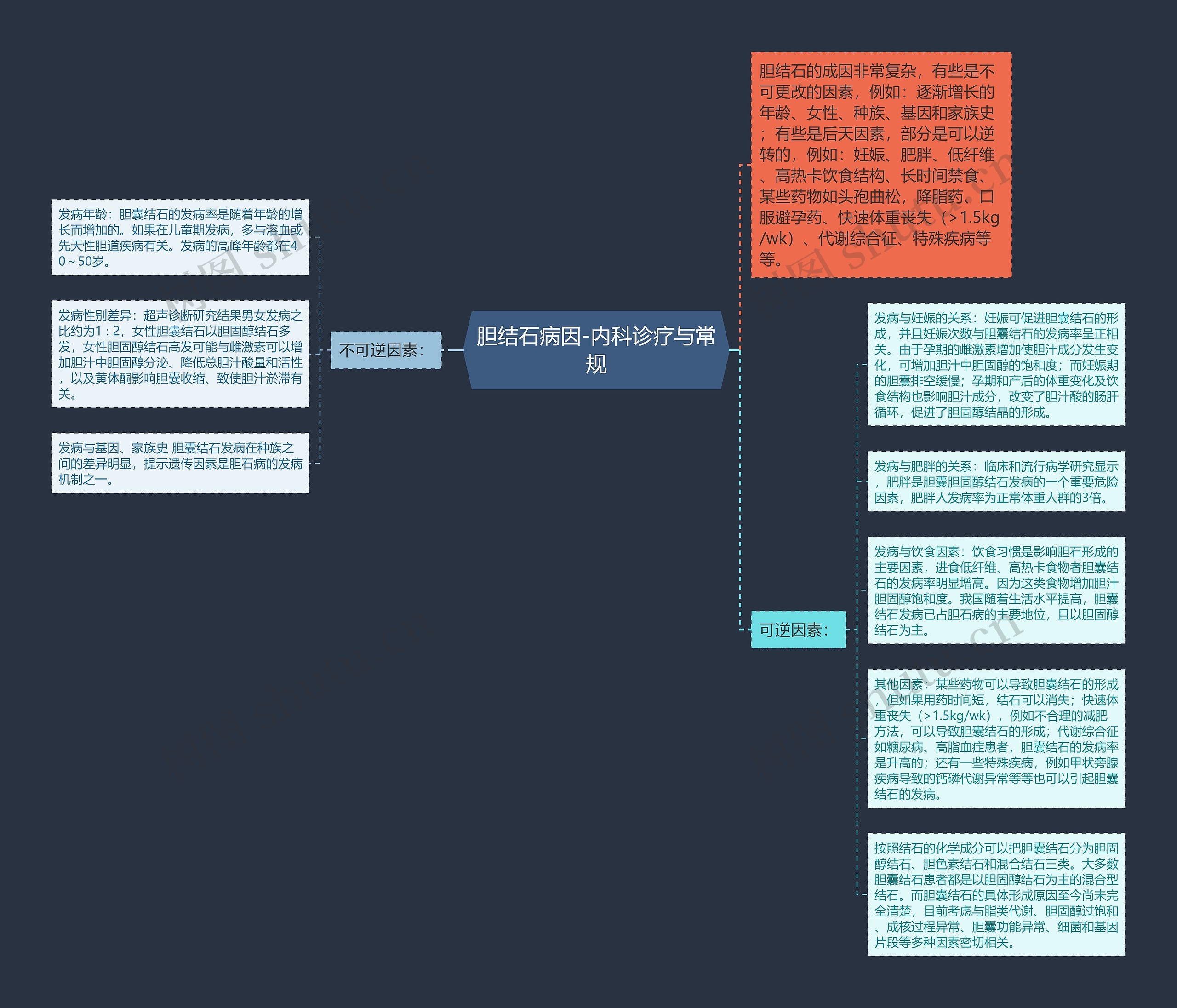 胆结石病因-内科诊疗与常规思维导图