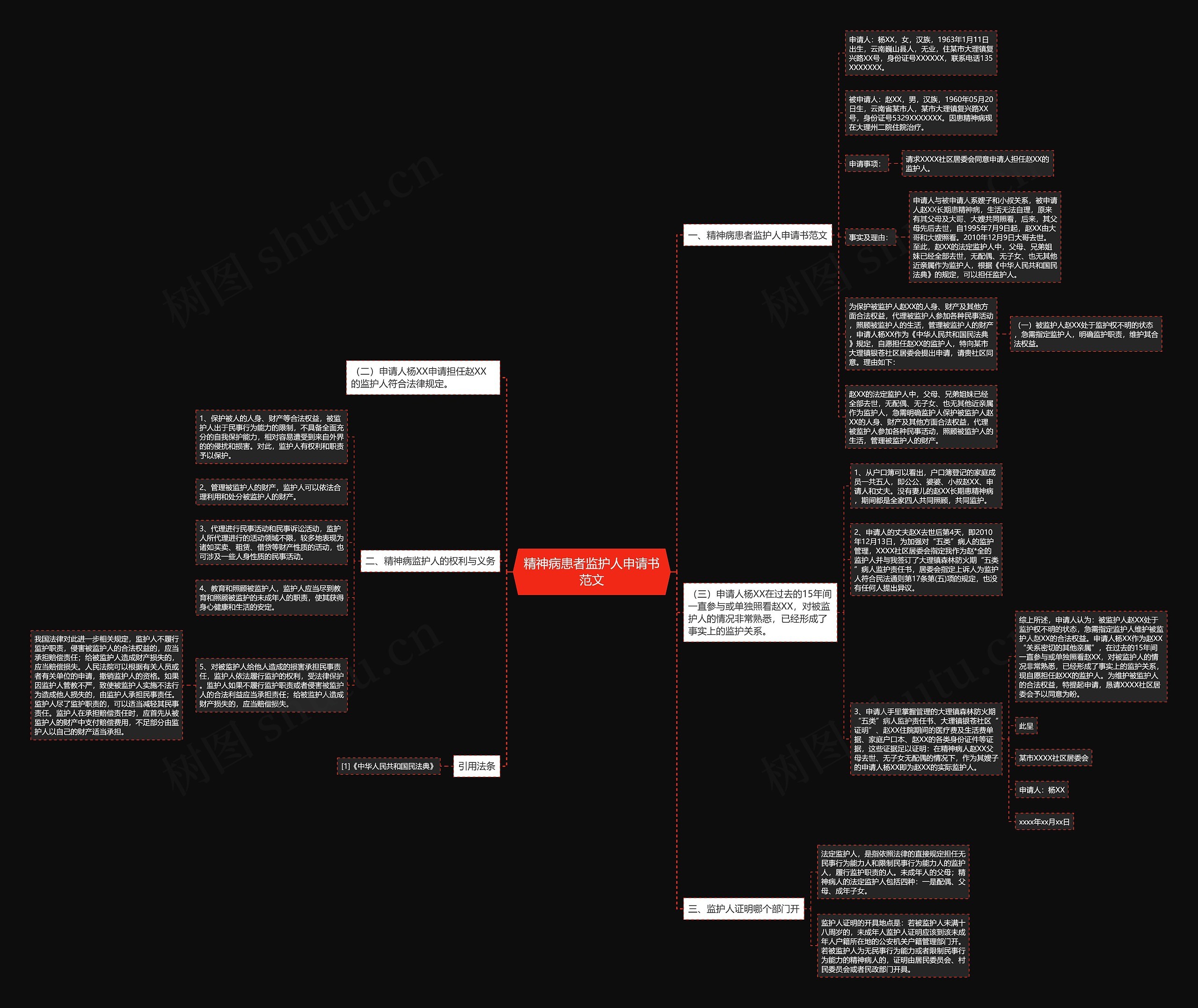精神病患者监护人申请书范文思维导图