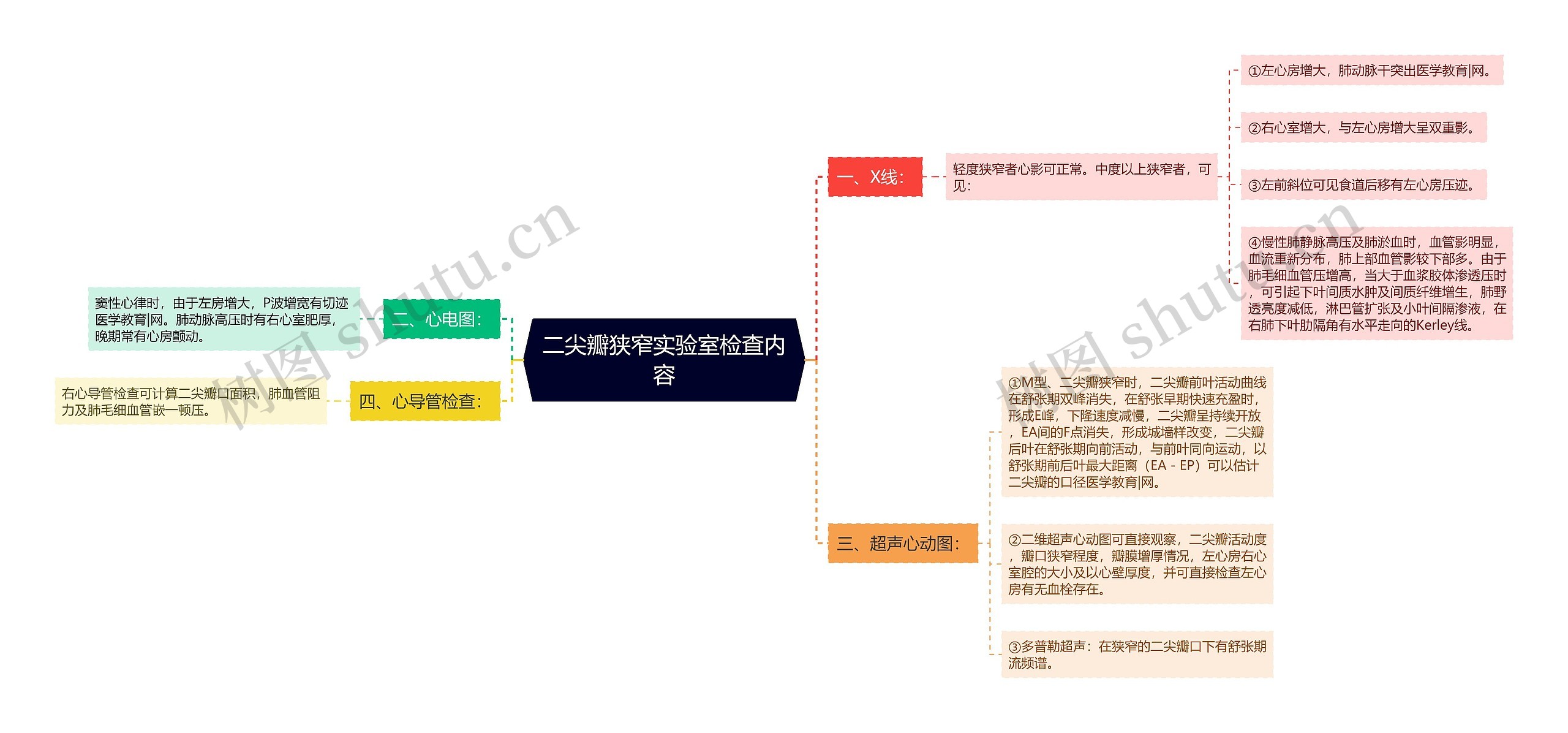 二尖瓣狭窄实验室检查内容思维导图