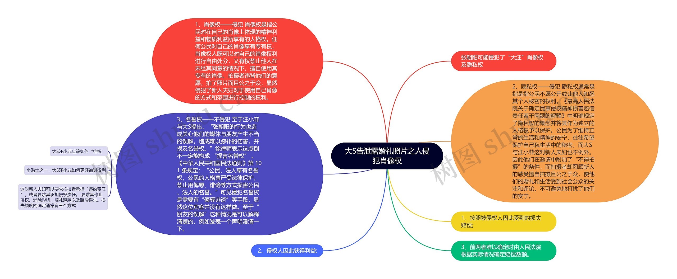 大S告泄露婚礼照片之人侵犯肖像权思维导图