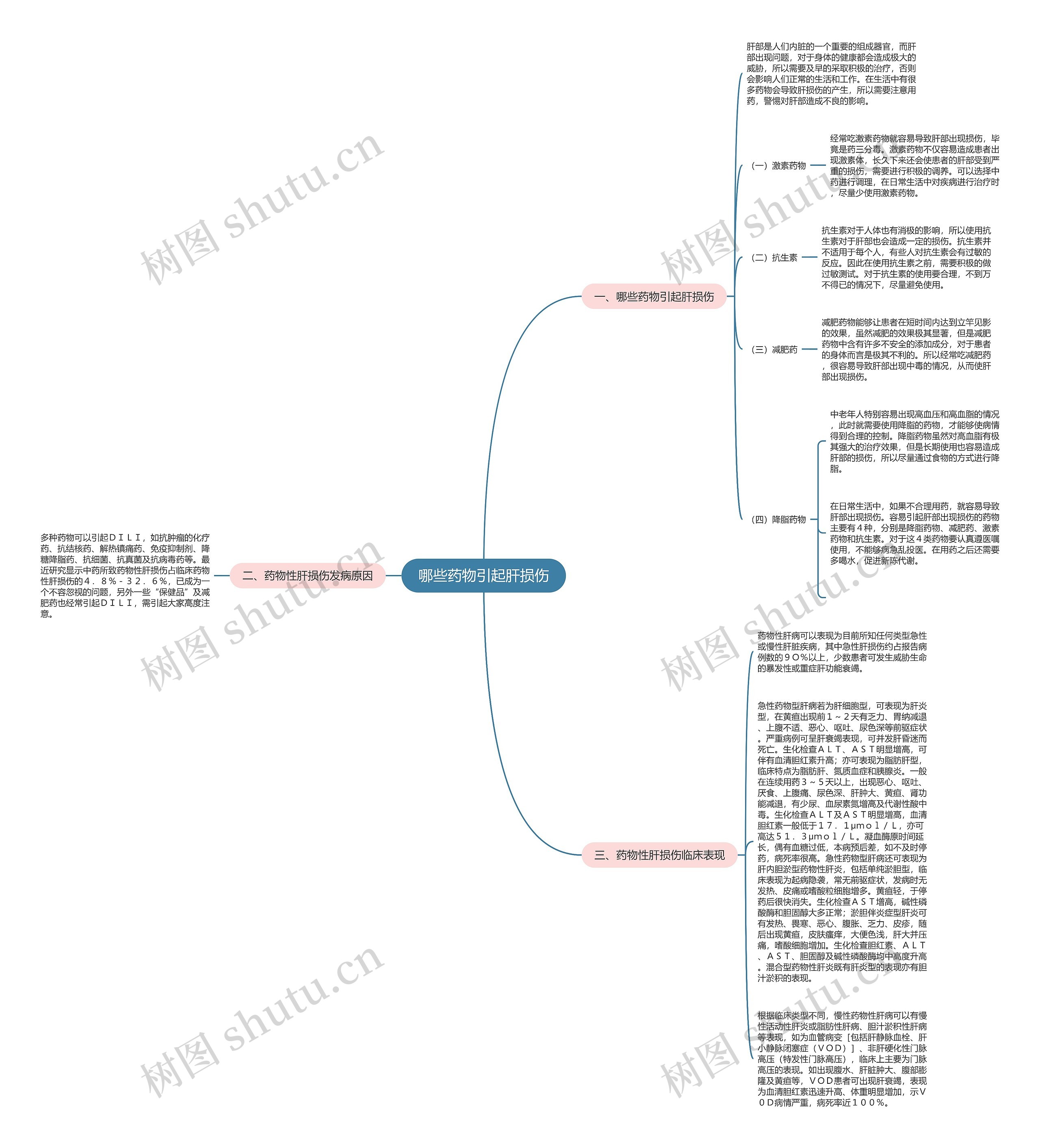 哪些药物引起肝损伤思维导图